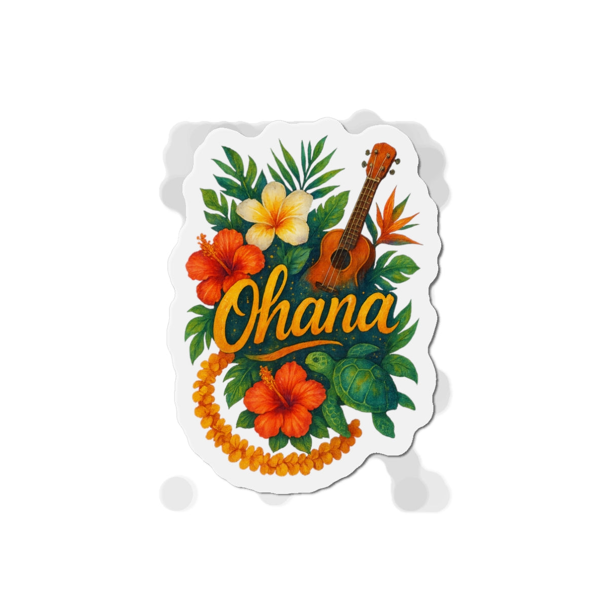 Ohana Magnet - Retro Hawaiian Sea Turtle & Palm Tree Magnet for Fridge or Locker - Tropical Family Gift, Beach Aesthetic Home Decor