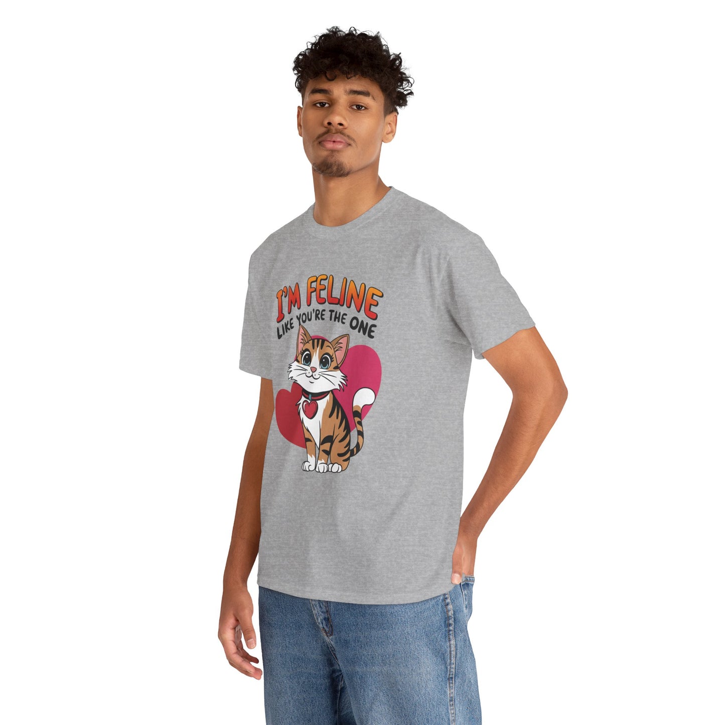 I’m Feline Like You’re The One Shirt, Cute Cat Valentine Tee, Funny Cat Love Graphic TShirt, Romantic Gift For Her Him, Cat Pun Shirt