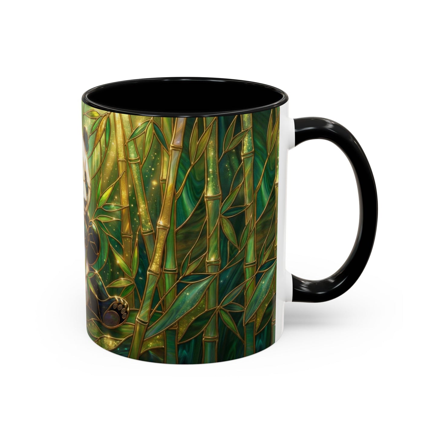 Stained Glass Panda Mug, Panda Coffee Mug, Bamboo Panda Cup, Cute Panda Gift, Nature Animal Mug, Wildlife Art Mug, Panda Lover Gift
