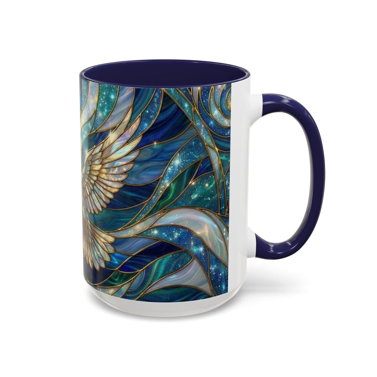 Stained Glass Dove Mug, Christian Coffee Cup, Religious Gift, Faith Art Mug, Holy Spirit Dove, Inspirational Christian Mug