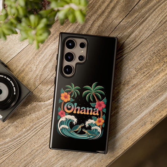 Tropical Ohana Samsung Case - Summer Beach Phone Cover - Hawaiian Palm & Hibiscus Design - Rugged & Glossy Protector for Galaxy