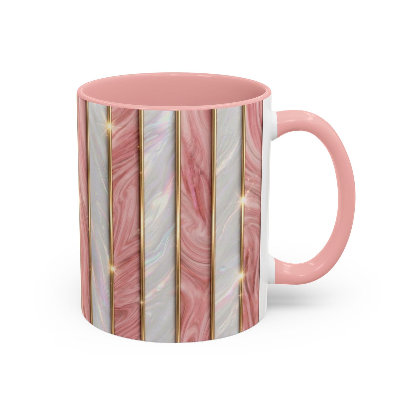 Pink Marble Coffee Mug, Gold Stripe Faux Agate Cup, Glam Desk Accessory, Elegant Tea Mug, Luxury Gift for Her, Chic Office Desk Decor