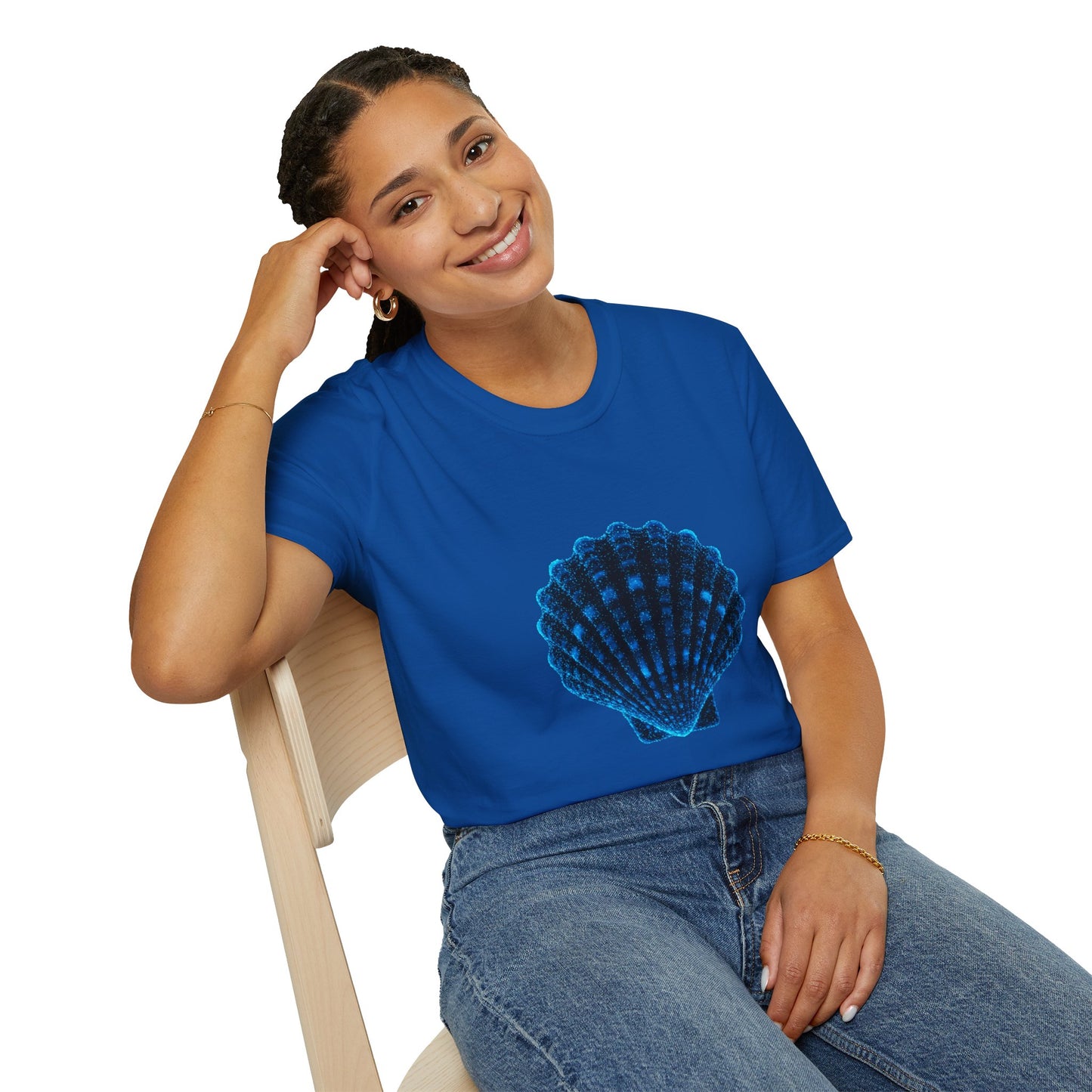 Geometric Digital Shell T‑Shirt • Nature Inspired Graphic Tee • Cottagecore, Y2K Nostalgia, Bold Minimalist Women & Men Gift