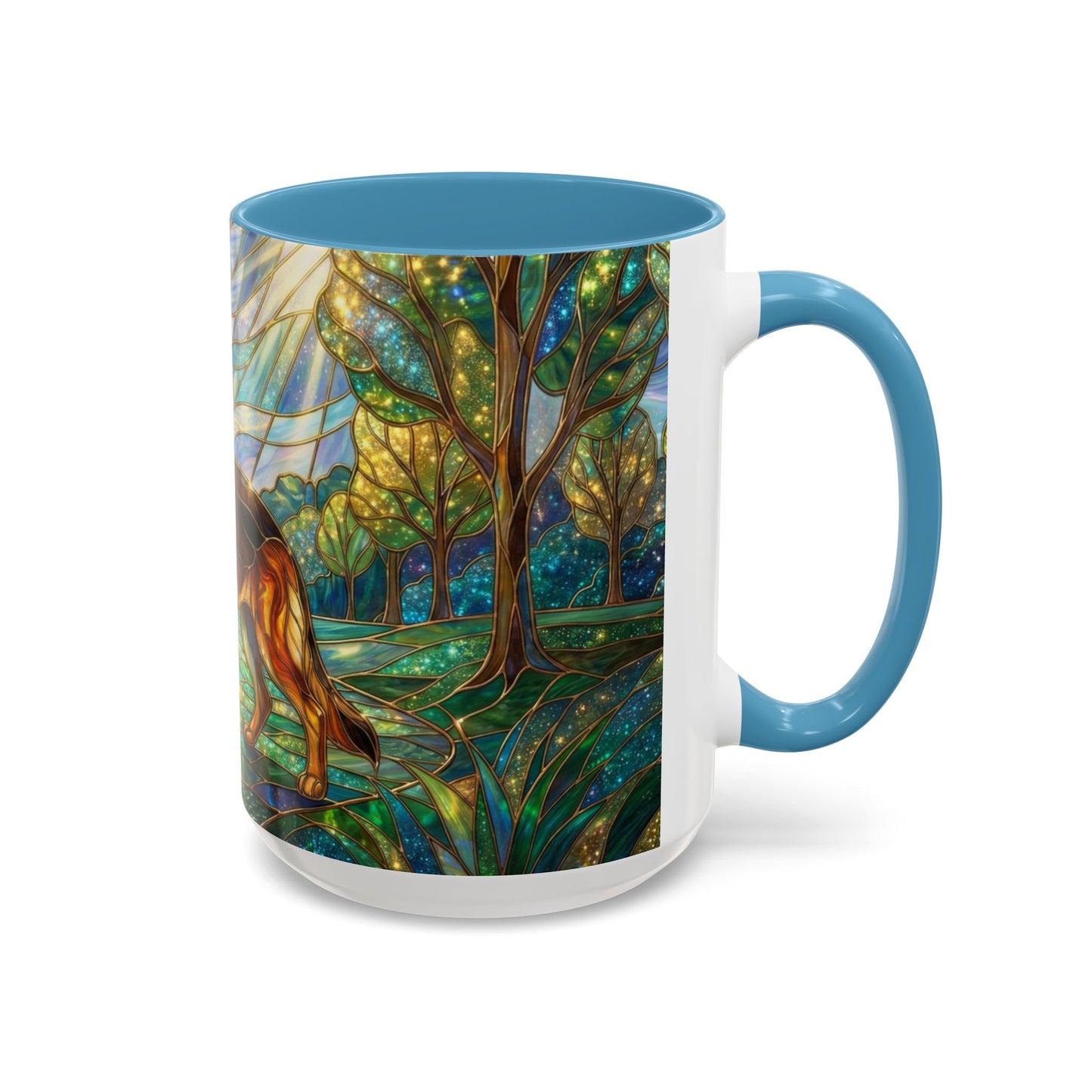 Stained Glass German Shepherd Mug, Dog Lover Coffee Mug, German Shepherd Art Cup, Pet Memorial Gift, Colorful Dog Mug, Nature Art Mug