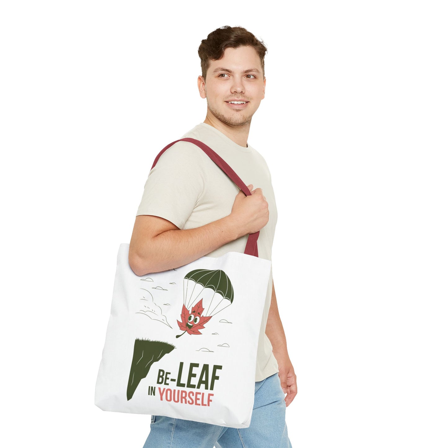 Tote Bag - Be-Leaf In Yourself Pun Design