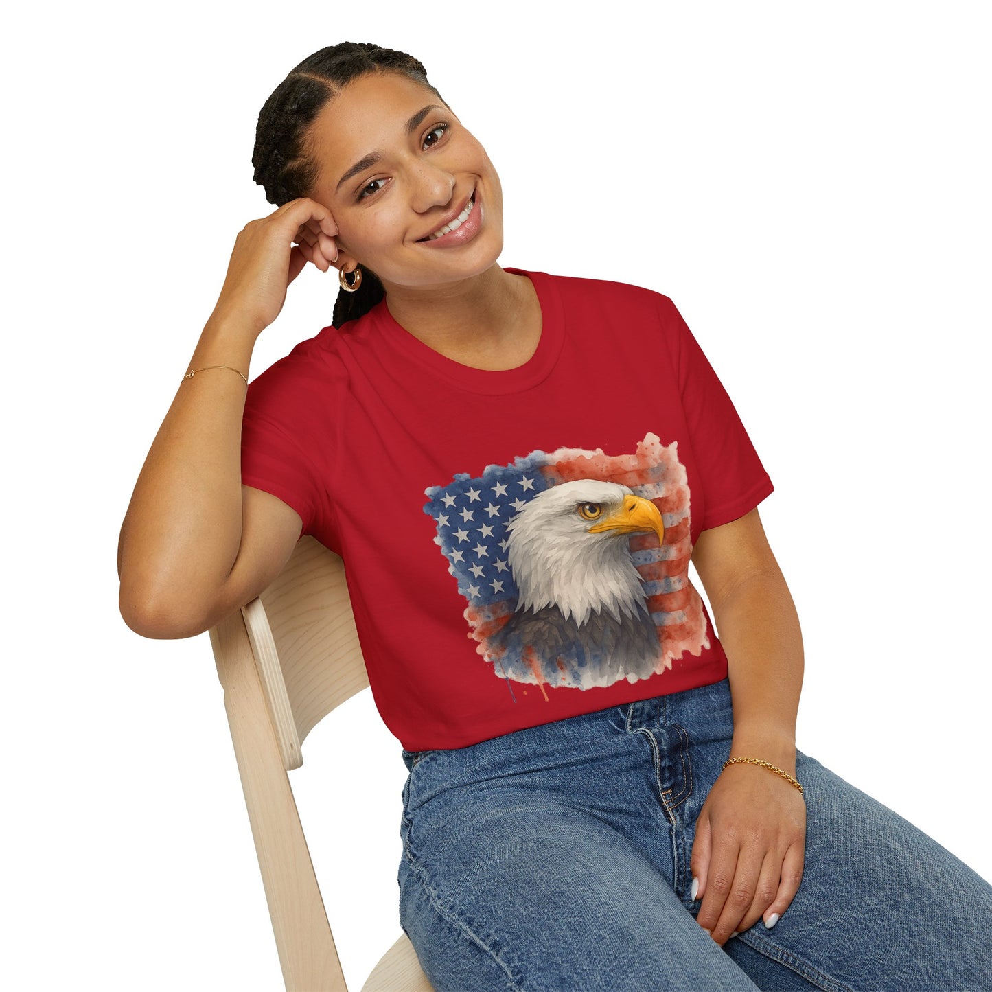 American Eagle & Flag T‑Shirt | Patriotic Graphic Tee | Bald Eagle USA Shirt | 4th of July Tee | Independence Day Apparel