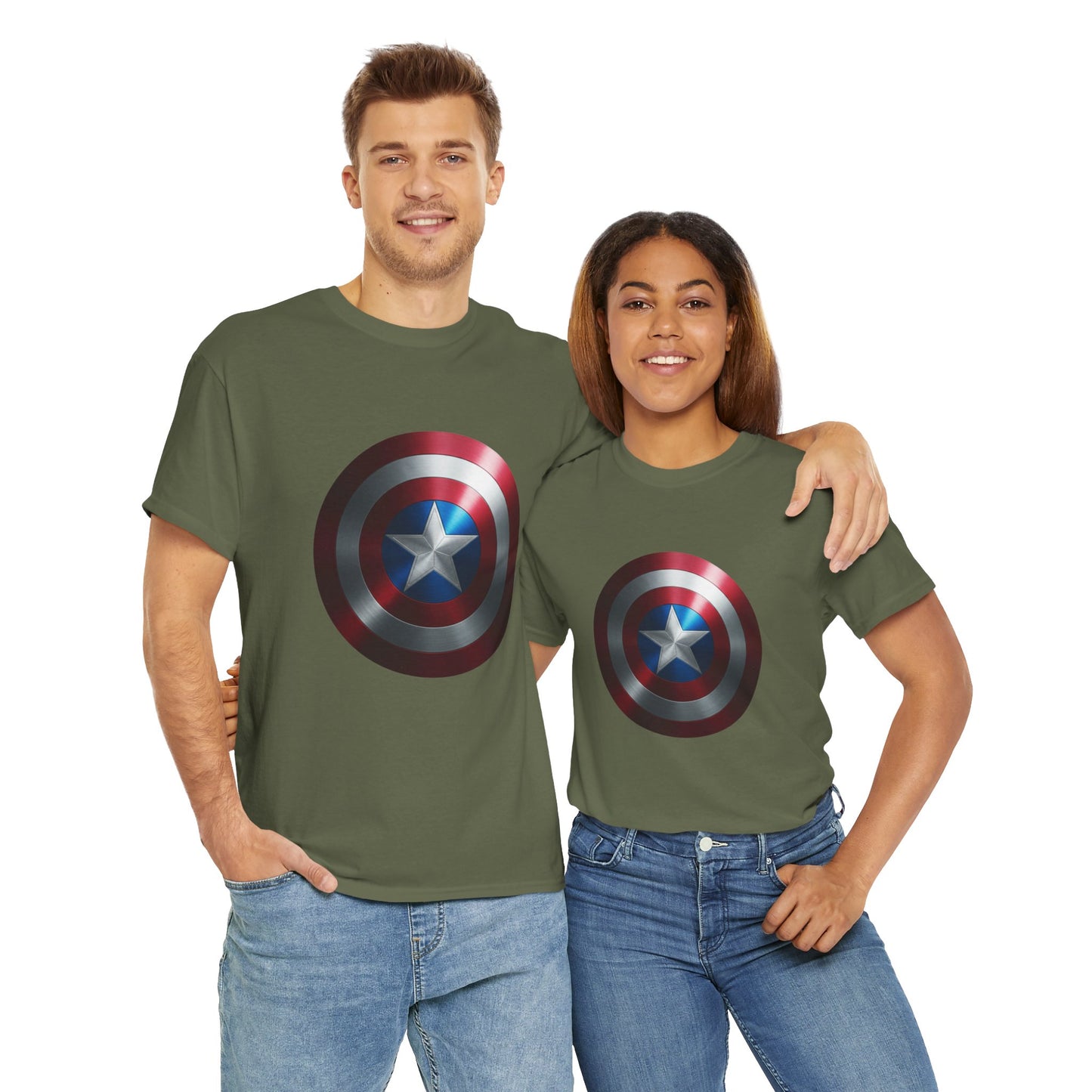 Patriotic Hero Shield Shirt – Star Emblem Graphic Tee – Super Soldier Gift – Comic Inspired Unisex Shirt – Cosplay Convention Top