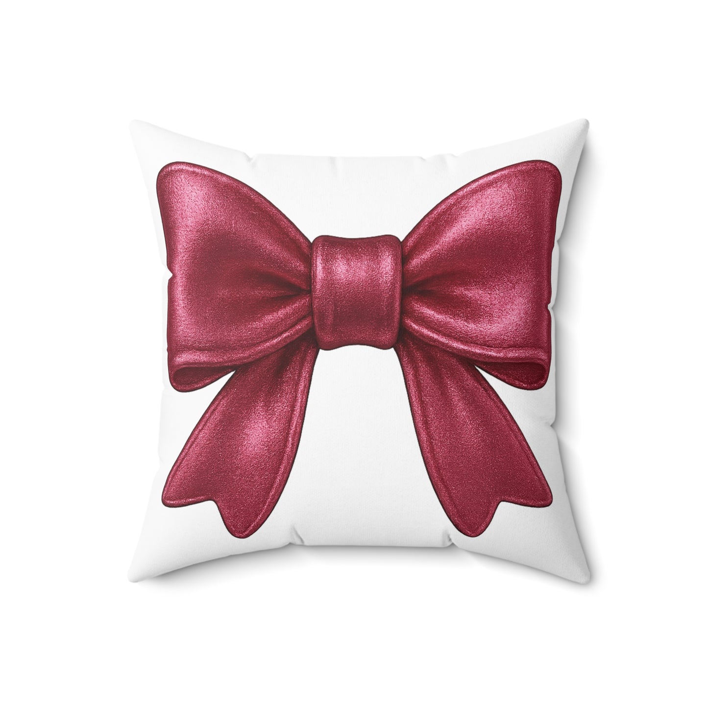 Red Bow Throw Pillow – Elegant Holiday Decor Accent | Shiny Satin-Look Ribbon Cushion | Christmas Gift for Her | Glam Bow Pillow Cover