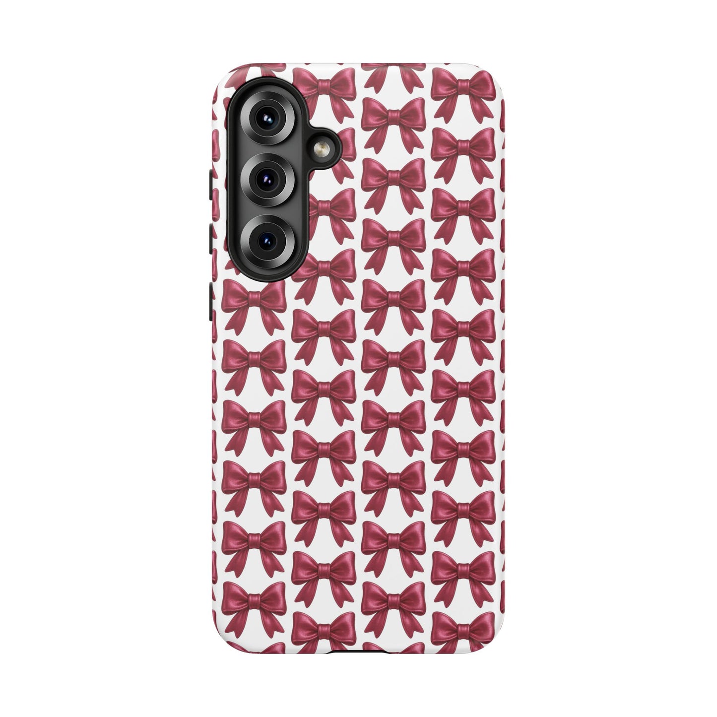 Coquette Samsung Case - Burgundy Bow Pattern Phone Cover, Girly Soft Aesthetic Gift, Cute Galaxy Case for Her