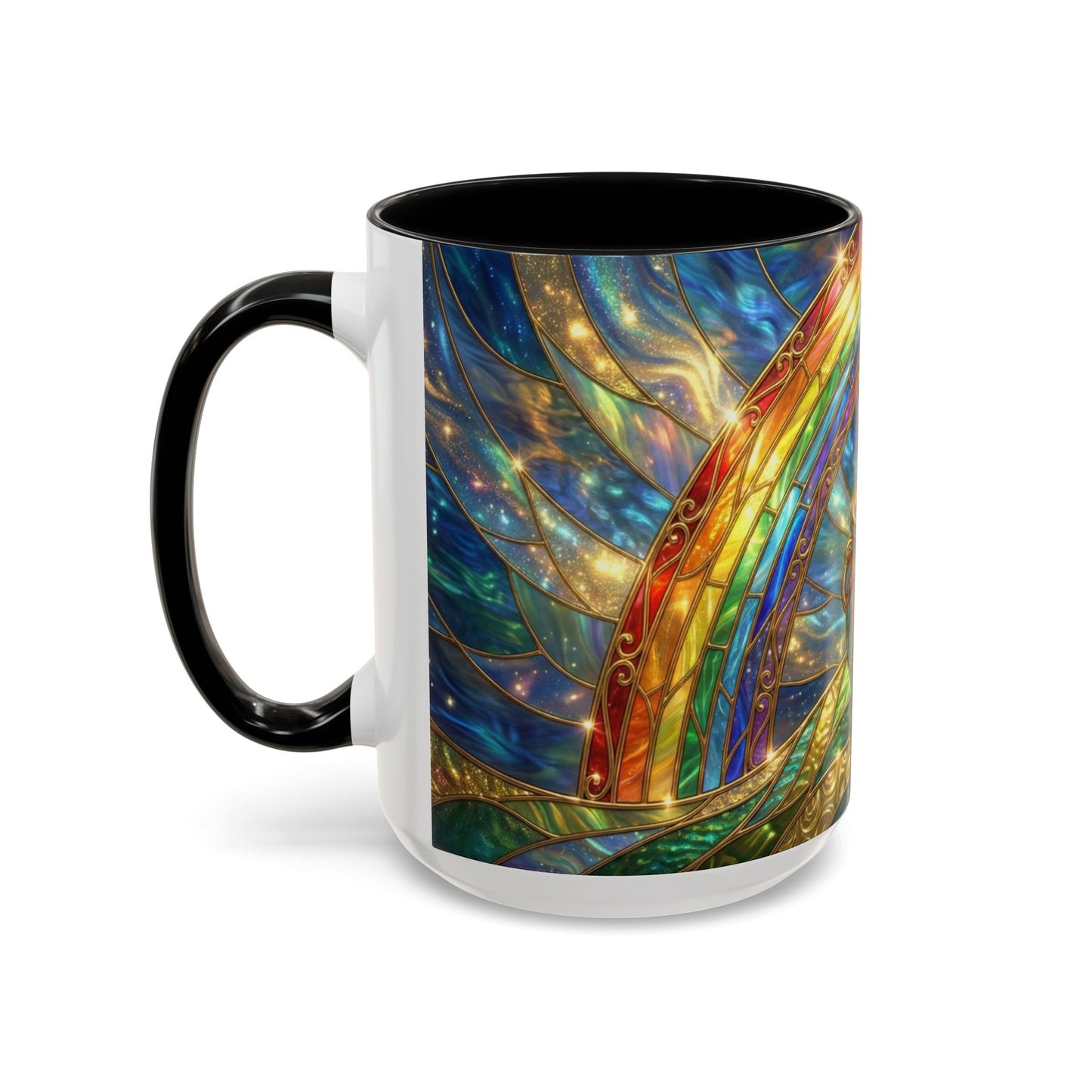 Stained Glass Pot of Gold Mug, Rainbow Coffee Cup, St Patricks Day Gift, Magical Fantasy Tea Mug, Celestial Drinkware, Lucky Irish Gift