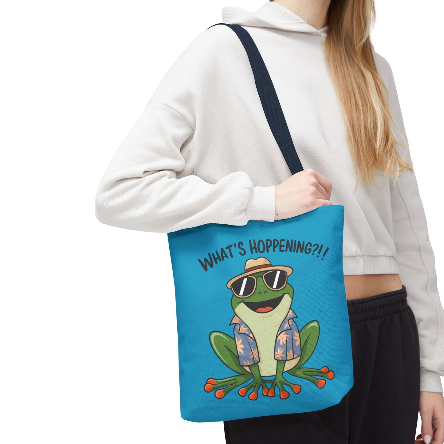 Frog Tote Bag - What's Hoppening Pun Design