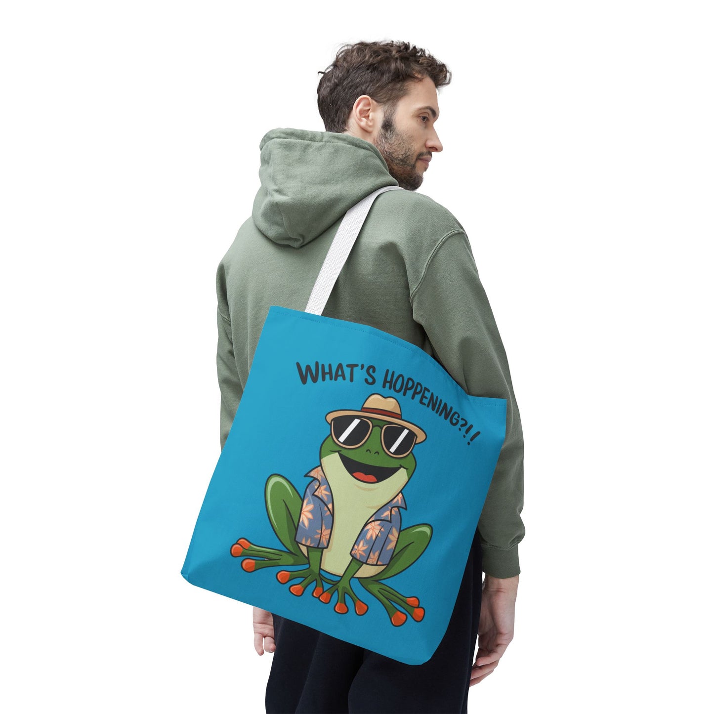 Frog Tote Bag - What's Hoppening Pun Design