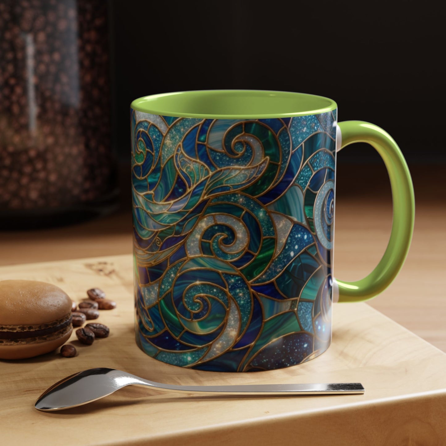 Stained Glass Whale Mug, Ocean Art Coffee Cup, Blue Sea Life Design, Nautical Gift For Ocean Lovers, Colorful Stained Glass Whale Cup