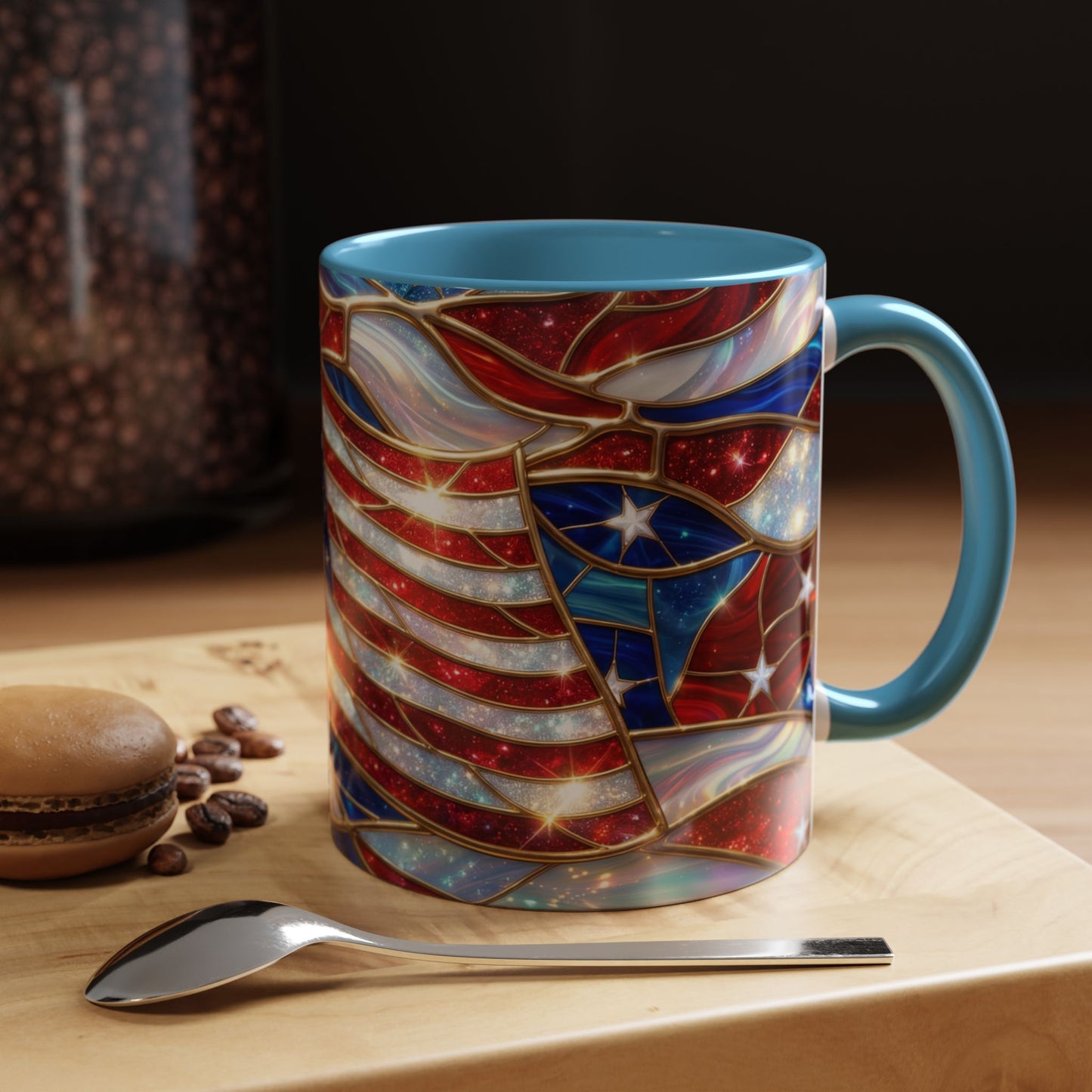 American Flag Mug, Stained Glass Flag Coffee Mug, Patriotic Mug, USA Flag Cup, Fourth Of July Gift, Veterans Gift Mug