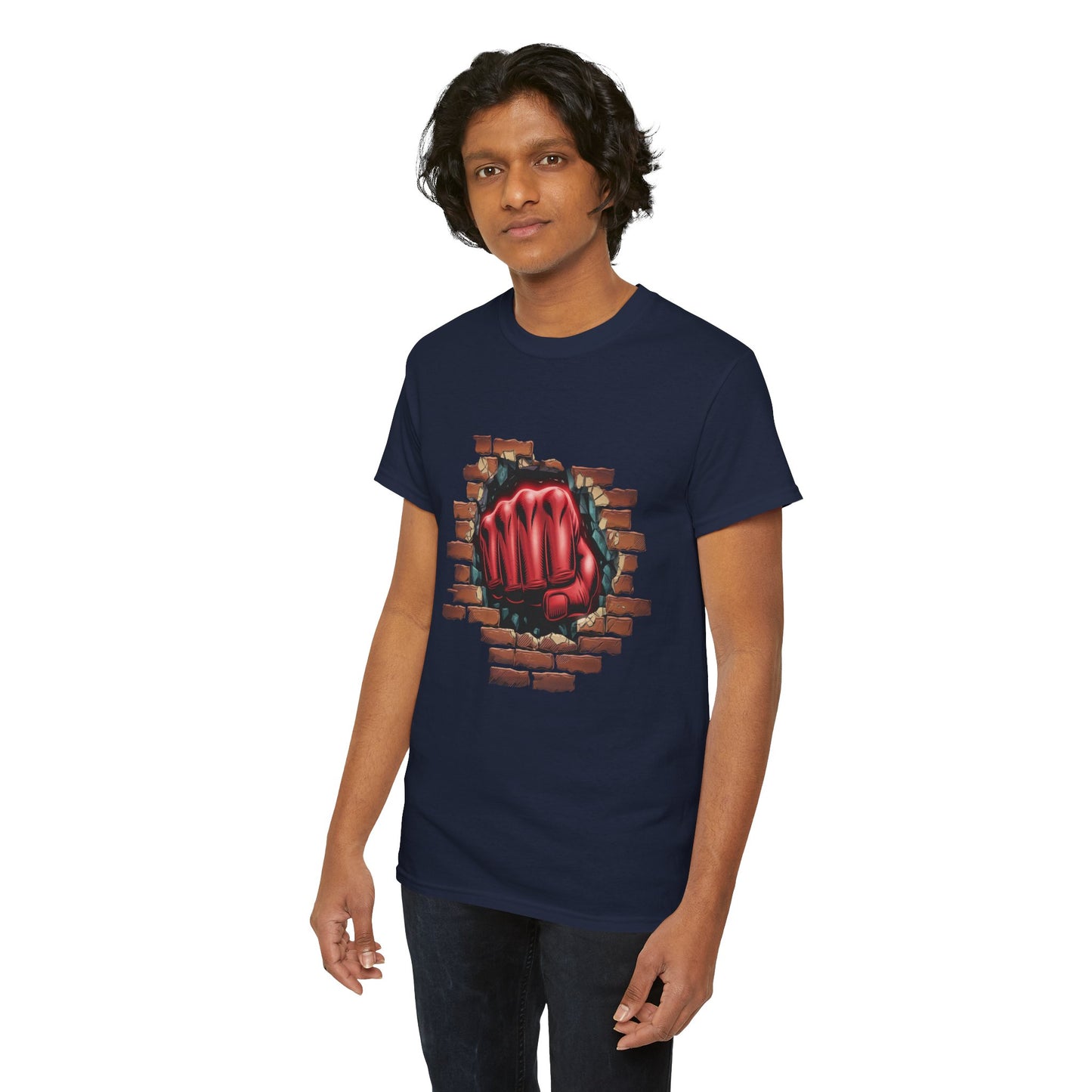Impact Fist Graphic T-Shirt – Punch Through Brick Wall Design | Bold Streetwear Tee for Fighters, Gym & Edge-Lovers