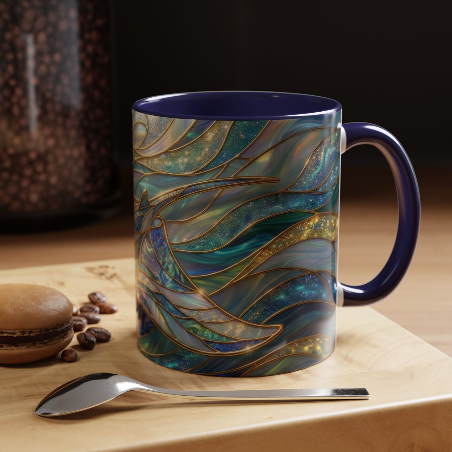 Stained Glass Manta Ray Mug, Ocean Coffee Cup, Manta Ray Art Mug, Nautical Gift, Coastal Decor Mug, Marine Life Coffee Cup