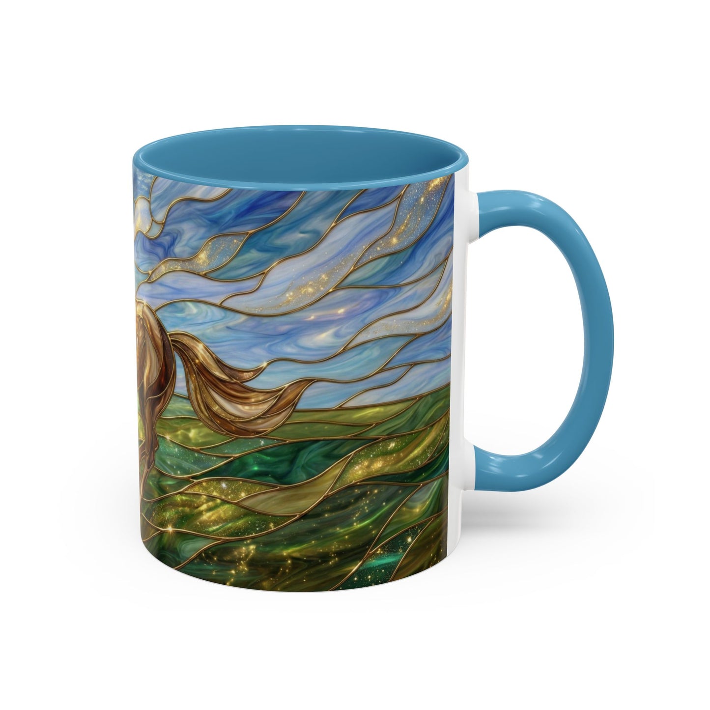 Stained Glass Horse Mug, Horse Coffee Mug, Running Horse Cup, Equestrian Gift Mug, Nature Art Mug, Horse Lover Gift