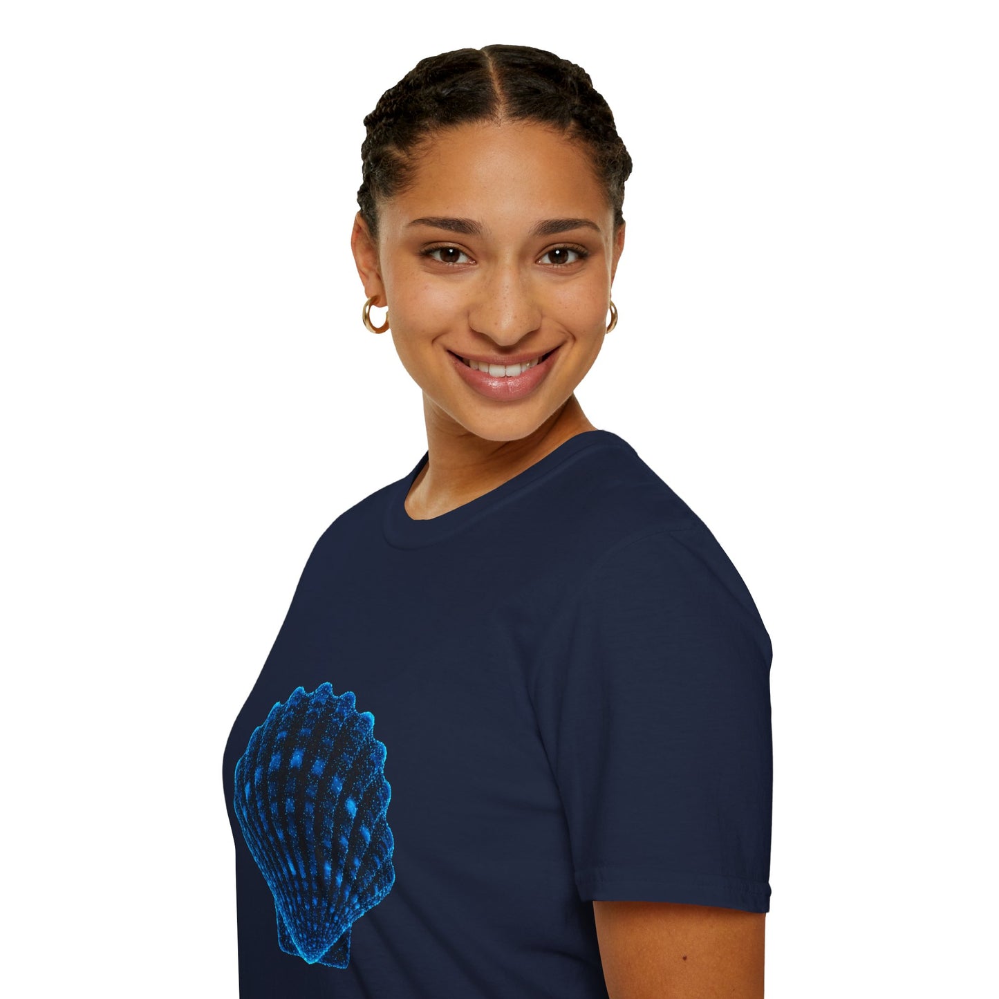 Geometric Digital Shell T‑Shirt • Nature Inspired Graphic Tee • Cottagecore, Y2K Nostalgia, Bold Minimalist Women & Men Gift