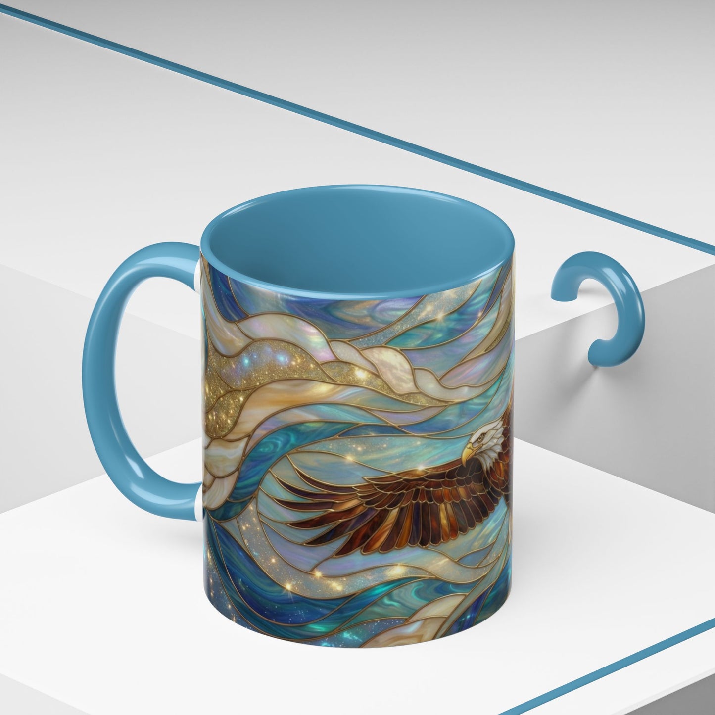 Stained Glass Eagle Mug, Bald Eagle Coffee Mug, Patriotic Eagle Cup, Wildlife Art Mug, Freedom Bird Mug, Nature Art Gift