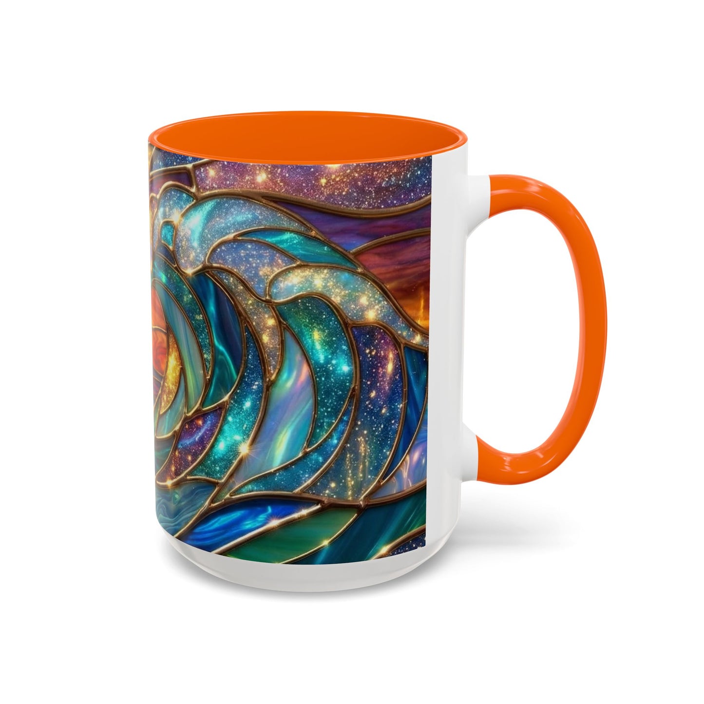 Stained Glass Wave Mug, Cosmic Ocean Coffee Cup, Celestial Sunrise Tea Mug, Surfer Beach Decor Gift, Starry Sea Art, Ocean Lover Cup