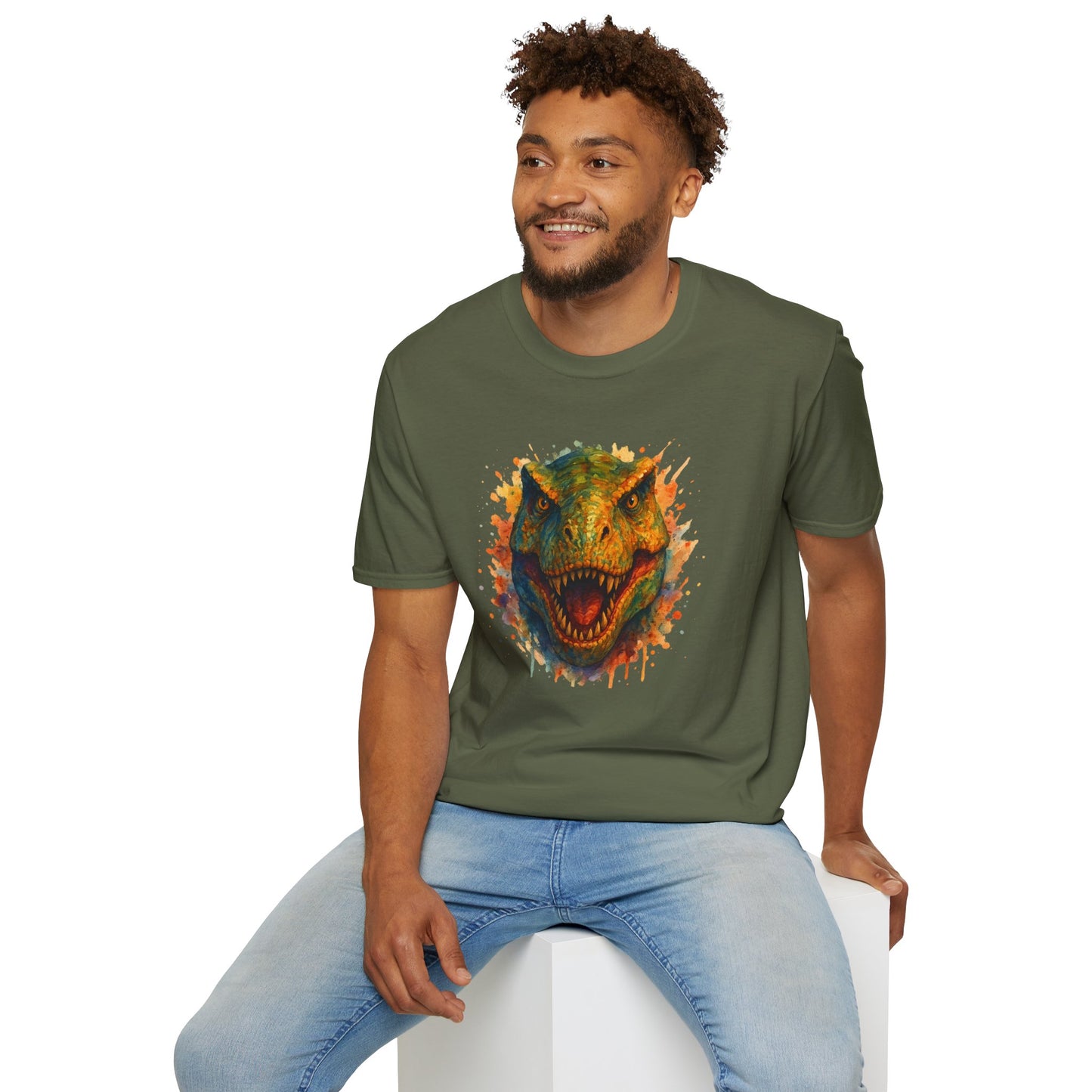 Watercolor T-Rex T-Shirt | Psychedelic Dinosaur Tee | Prehistoric Rainbow Dino Gift | Unisex Cotton Graphic Shirt Jurassic Tee