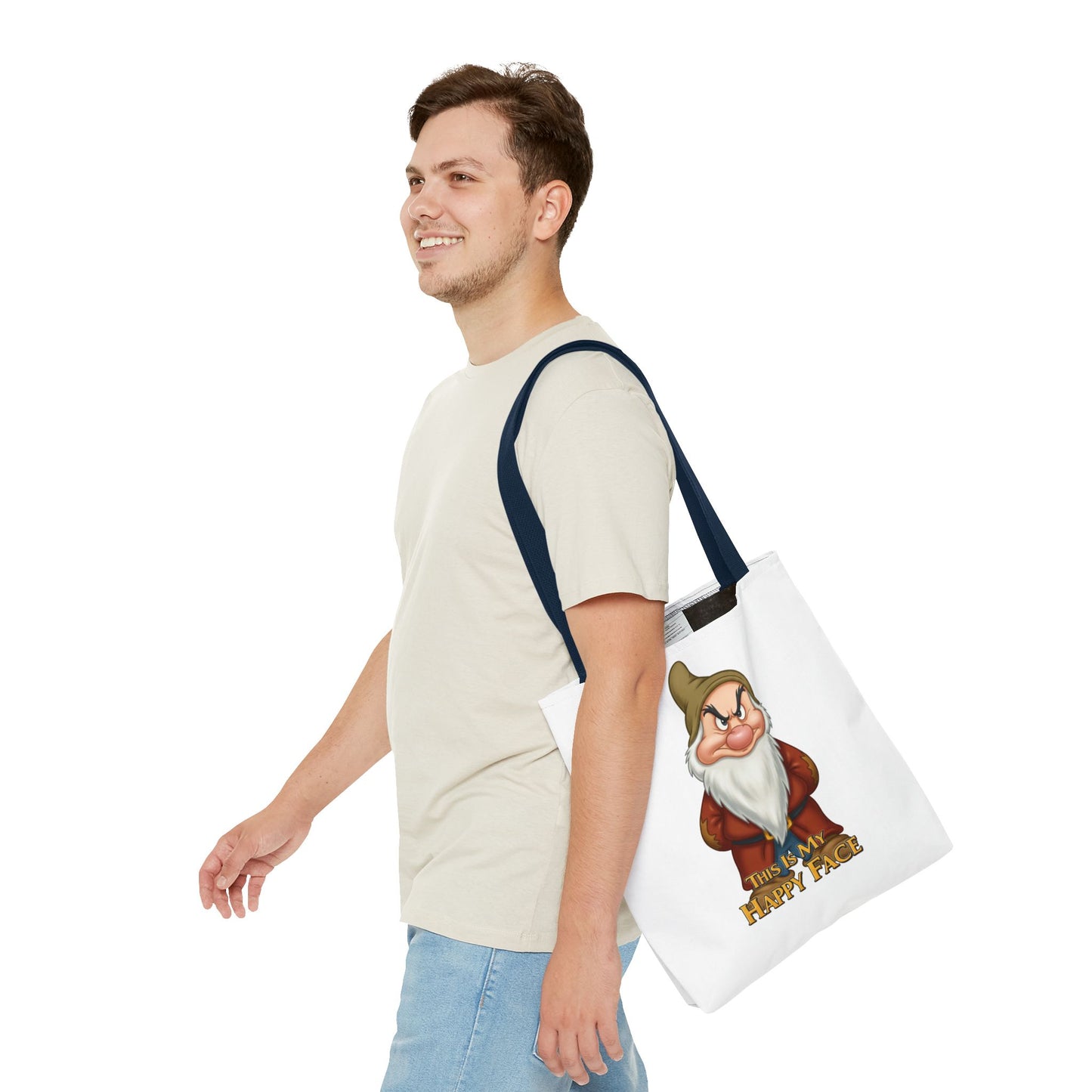 Grumpy Dwarf Tote Bag - "This Is My Happy Face"