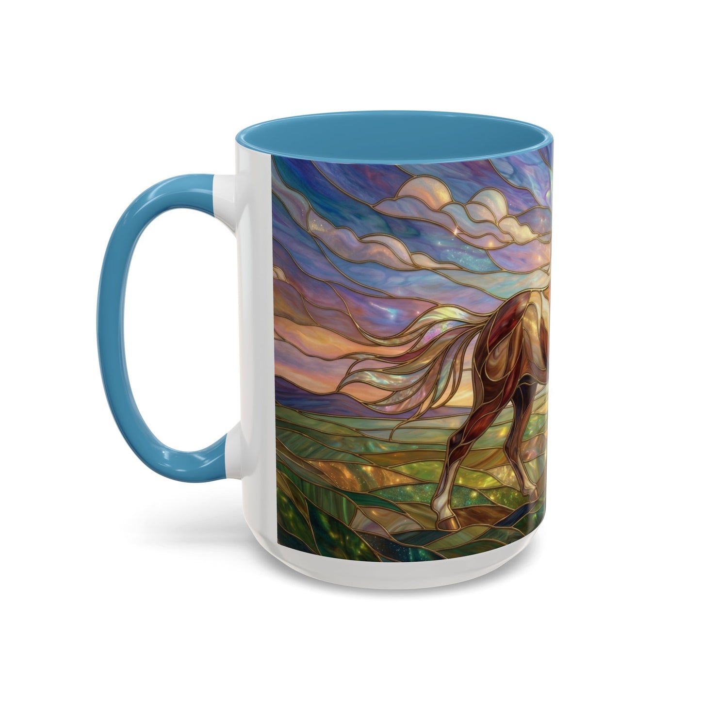 Stained Glass Horse Mug, Horse Coffee Mug, Running Horse Art Cup, Equestrian Gift Mug, Nature Art Mug, Horse Lover Gift