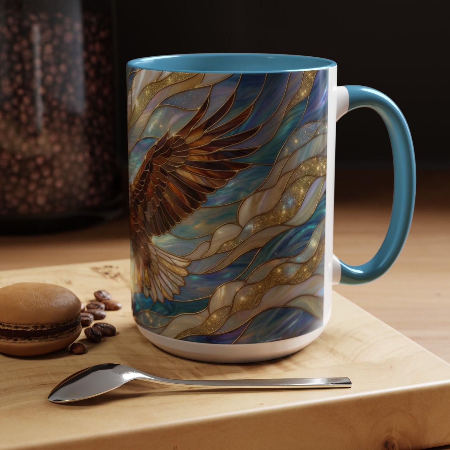 Stained Glass Eagle Mug, Bald Eagle Coffee Mug, Patriotic Eagle Cup, Wildlife Art Mug, Freedom Bird Mug, Nature Art Gift