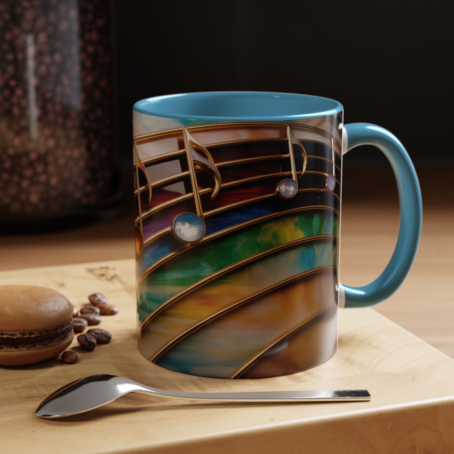 Stained Glass Music Notes Mug - Colorful Music Lover Gift - Music Teacher Mug - Treble Clef Coffee Cup - Musician Gift Idea - 11oz & 15oz Ceramic Mug
