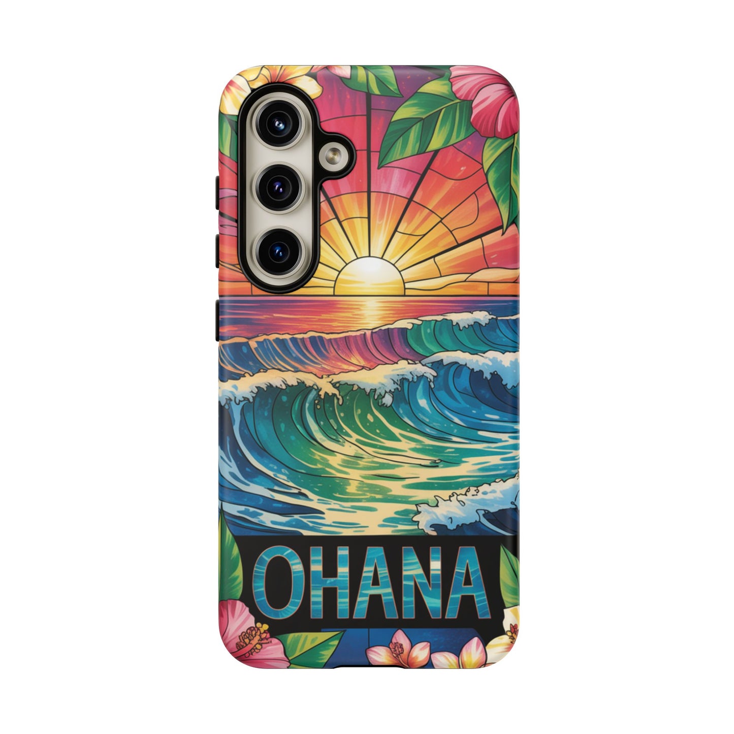 Samsung Galaxy Case Ohana Hawaiian Wave Phone Cover Sunset Tropical Beach Art Protective Case Gift for Samsung Lovers