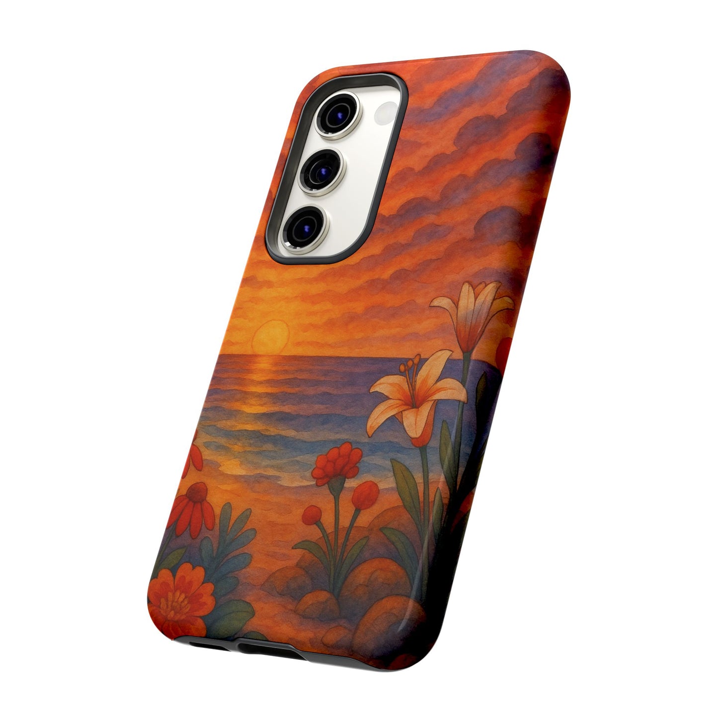 Samsung Case - Floral Ocean Sunset Watercolor Nautical Phone Case Beach Samsung Case Ocean Sunset Theme