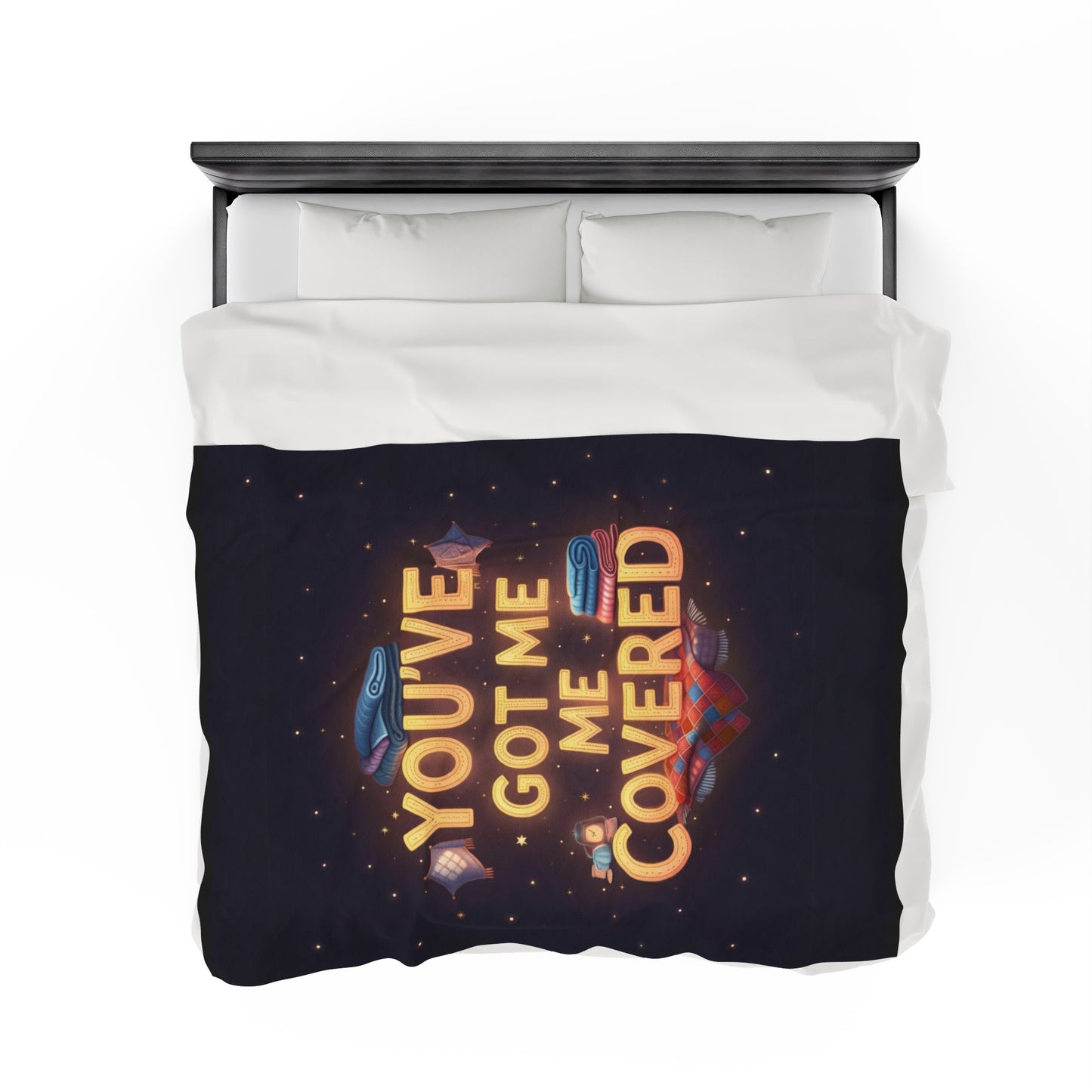 Velvet Plush Blanket, Soft Throw Blanket for Cuddling, 'You've Got Me Covered' Quote, Cozy Bedding, Warm Fleece Blanket, Couch Snuggle,