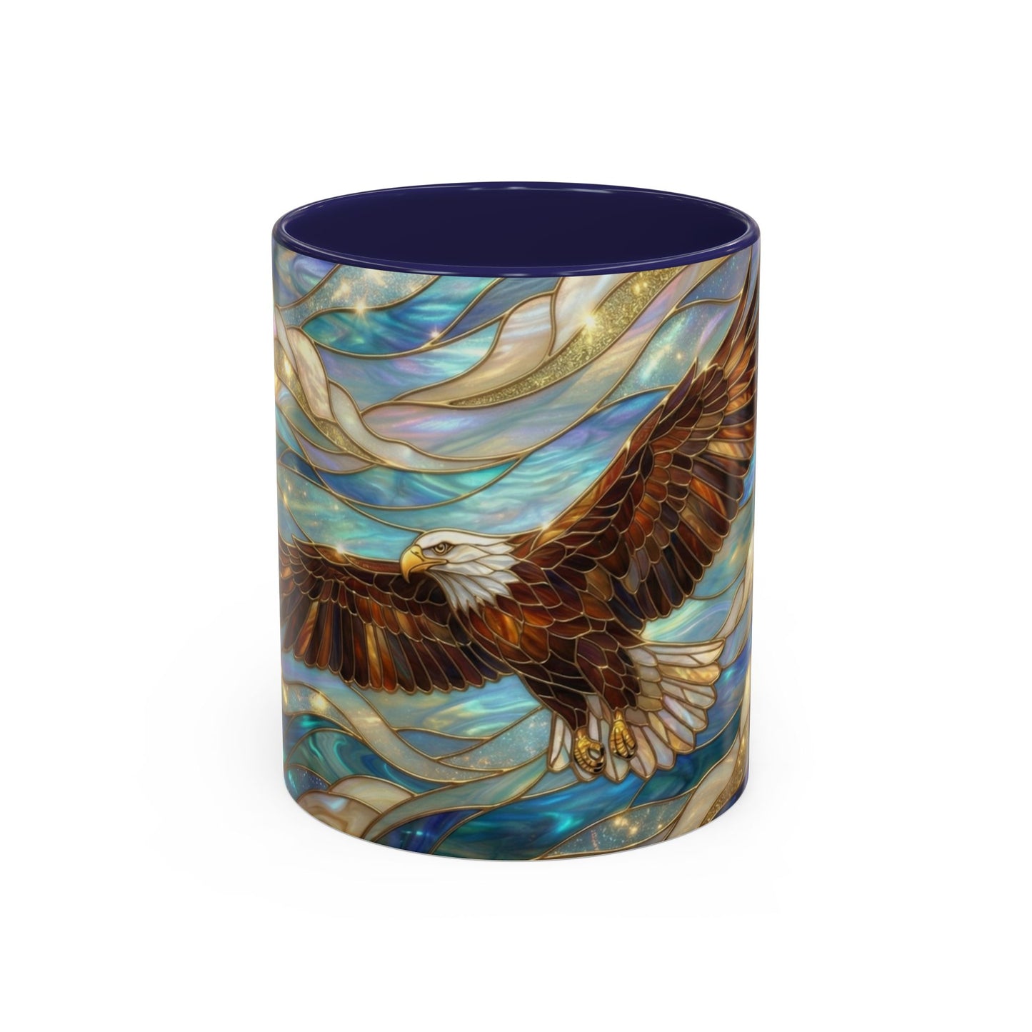 Stained Glass Eagle Mug, Bald Eagle Coffee Mug, Patriotic Eagle Cup, Wildlife Art Mug, Freedom Bird Mug, Nature Art Gift