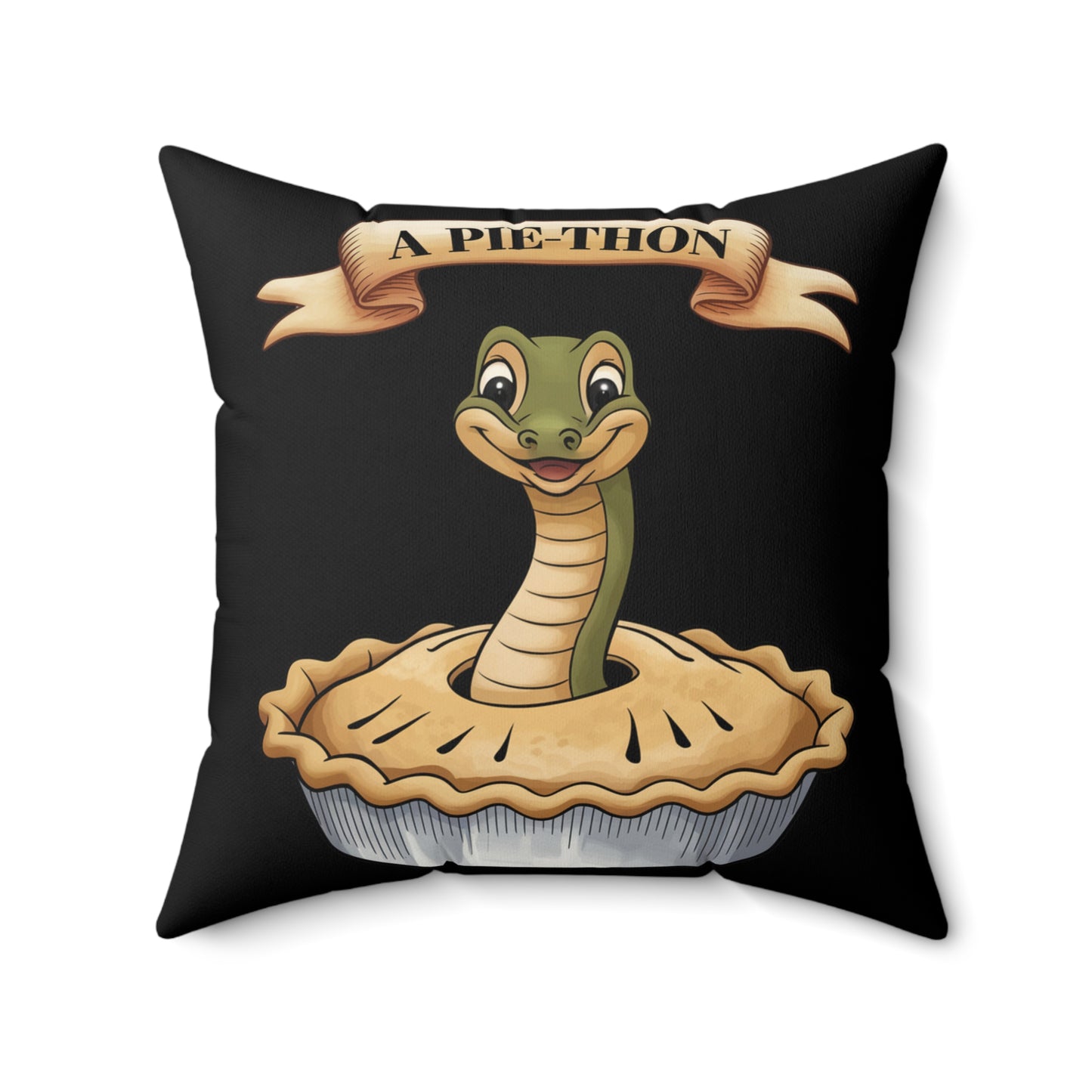 Square Pillow - Snake Coming Out of Pie Joke 'Pie-thon'