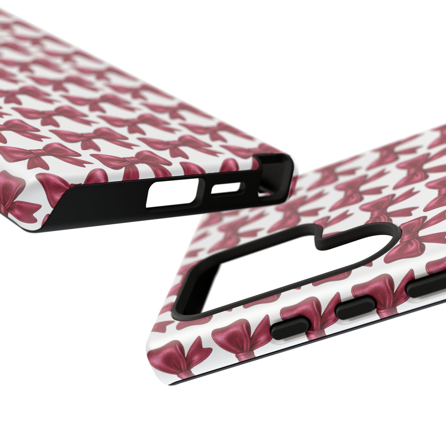 Coquette Samsung Case - Burgundy Bow Pattern Phone Cover, Girly Soft Aesthetic Gift, Cute Galaxy Case for Her