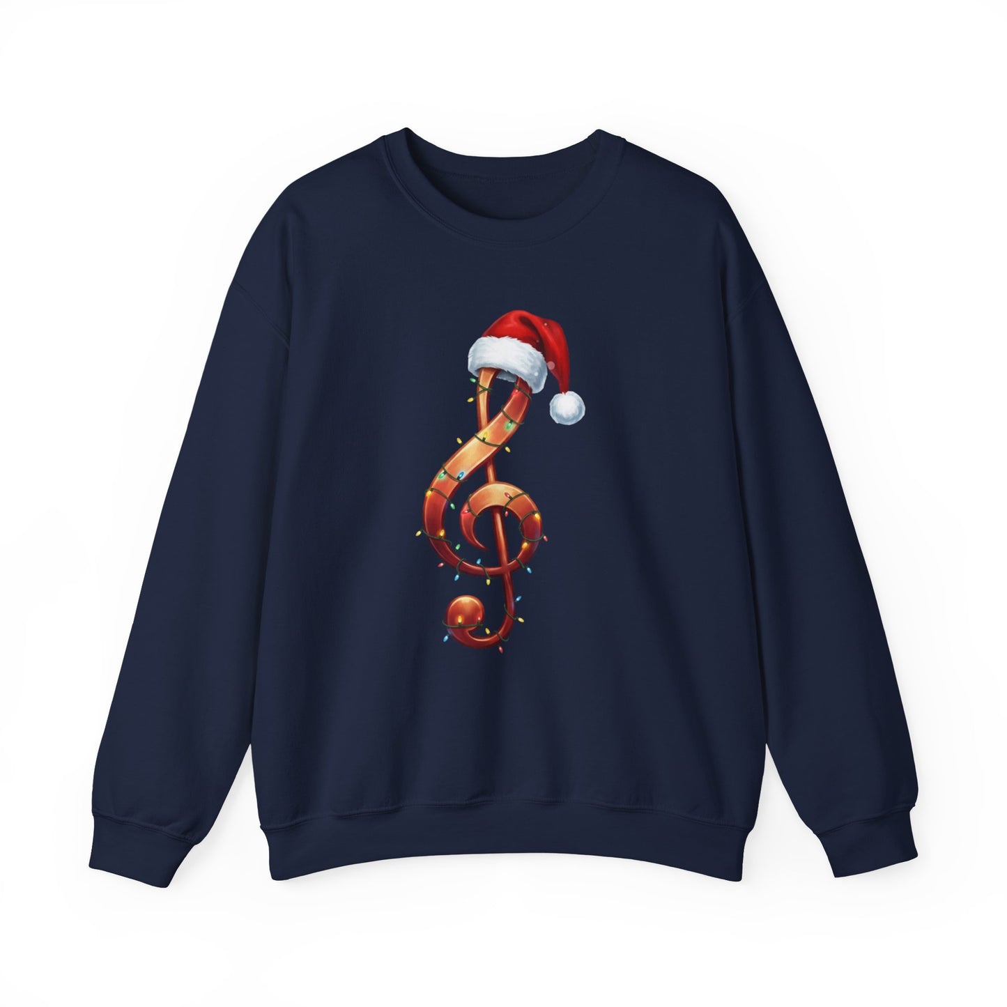 Christmas treble clef sweatshirt, music note Santa hat shirt, Christmas lights music lover sweater, musician holiday crewneck, Xmas gift