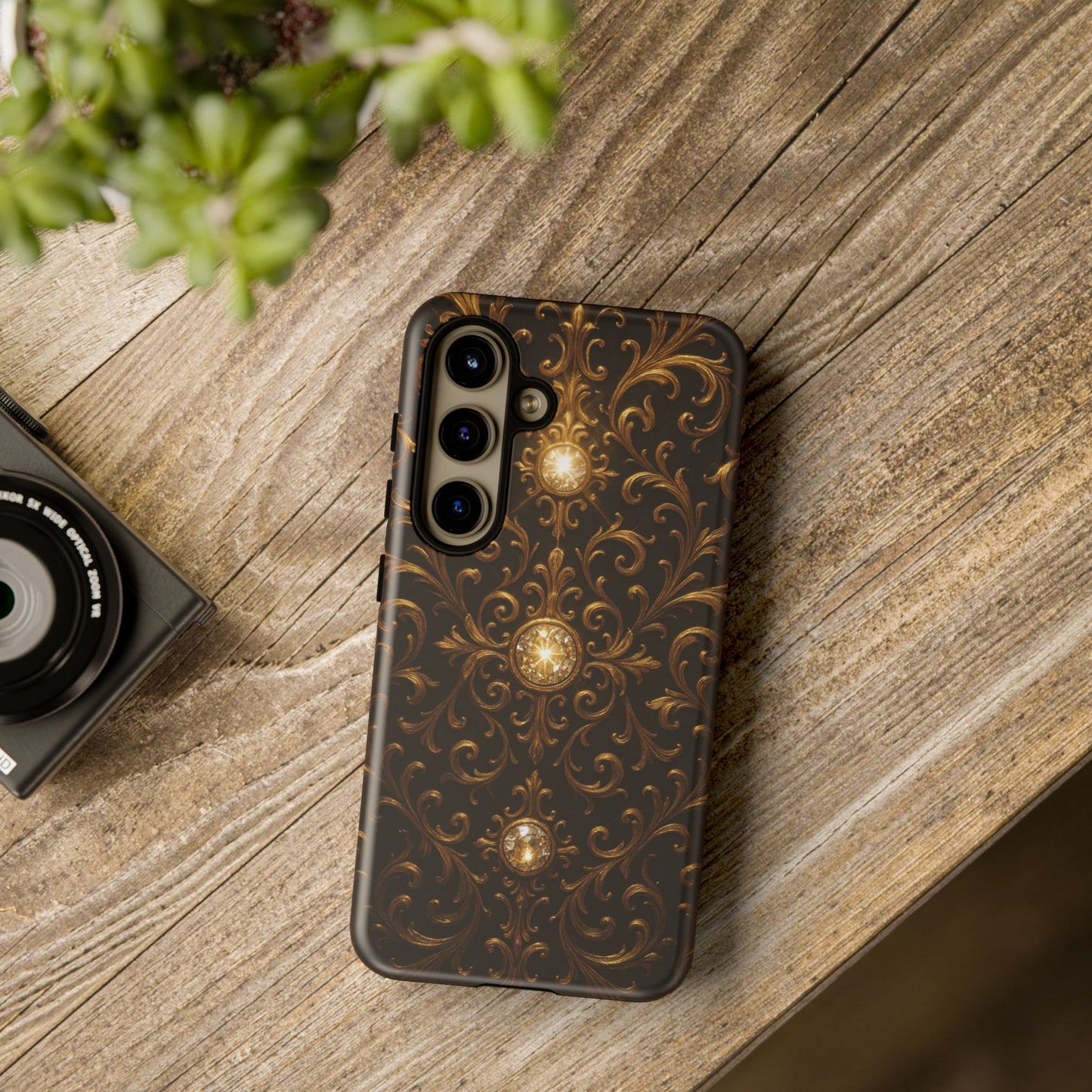 Luxury Baroque Samsung Case – Elegant Gold Ornate Floral Phone Cover for Galaxy