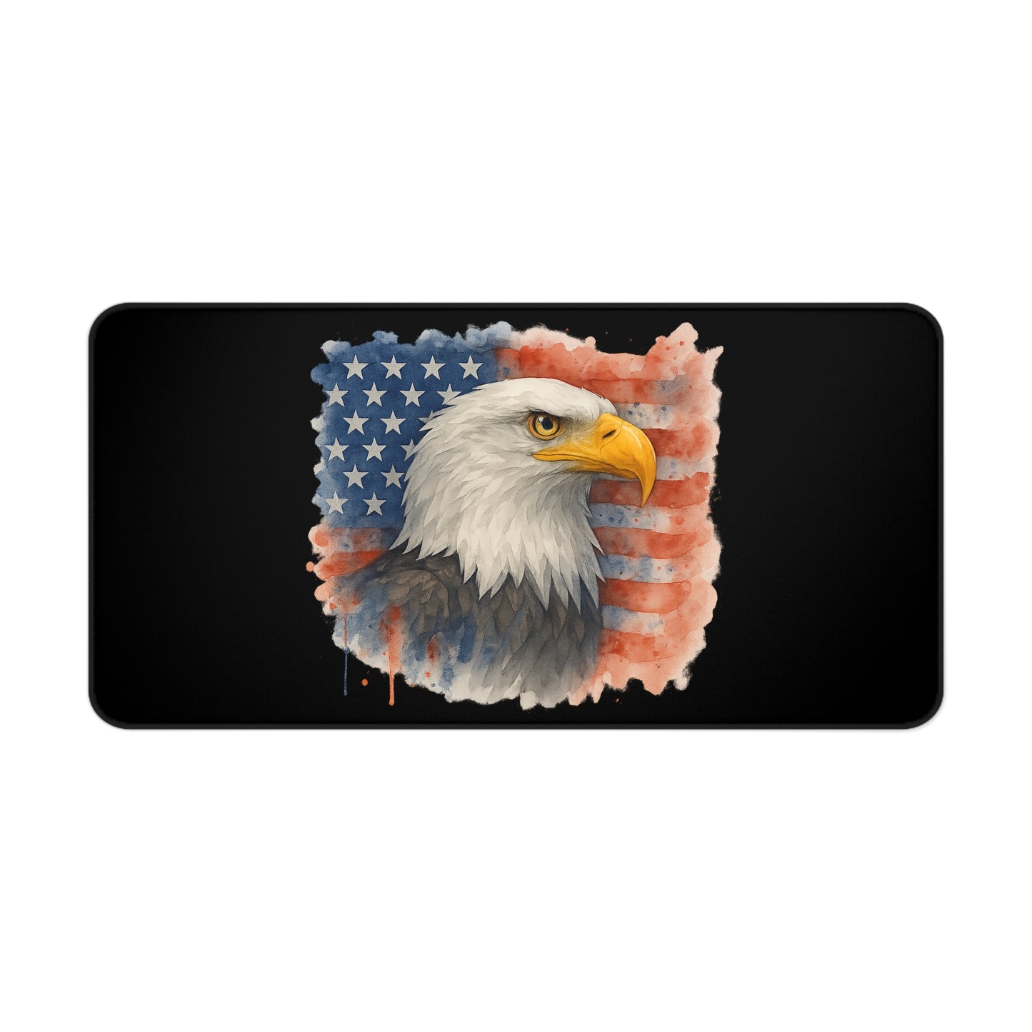 Mouse Pad Desk Mat with Bald Eagle and American Flag Watercolor Painting Patriotic Decor Independence Day Mat 4th of July Mouse Pad
