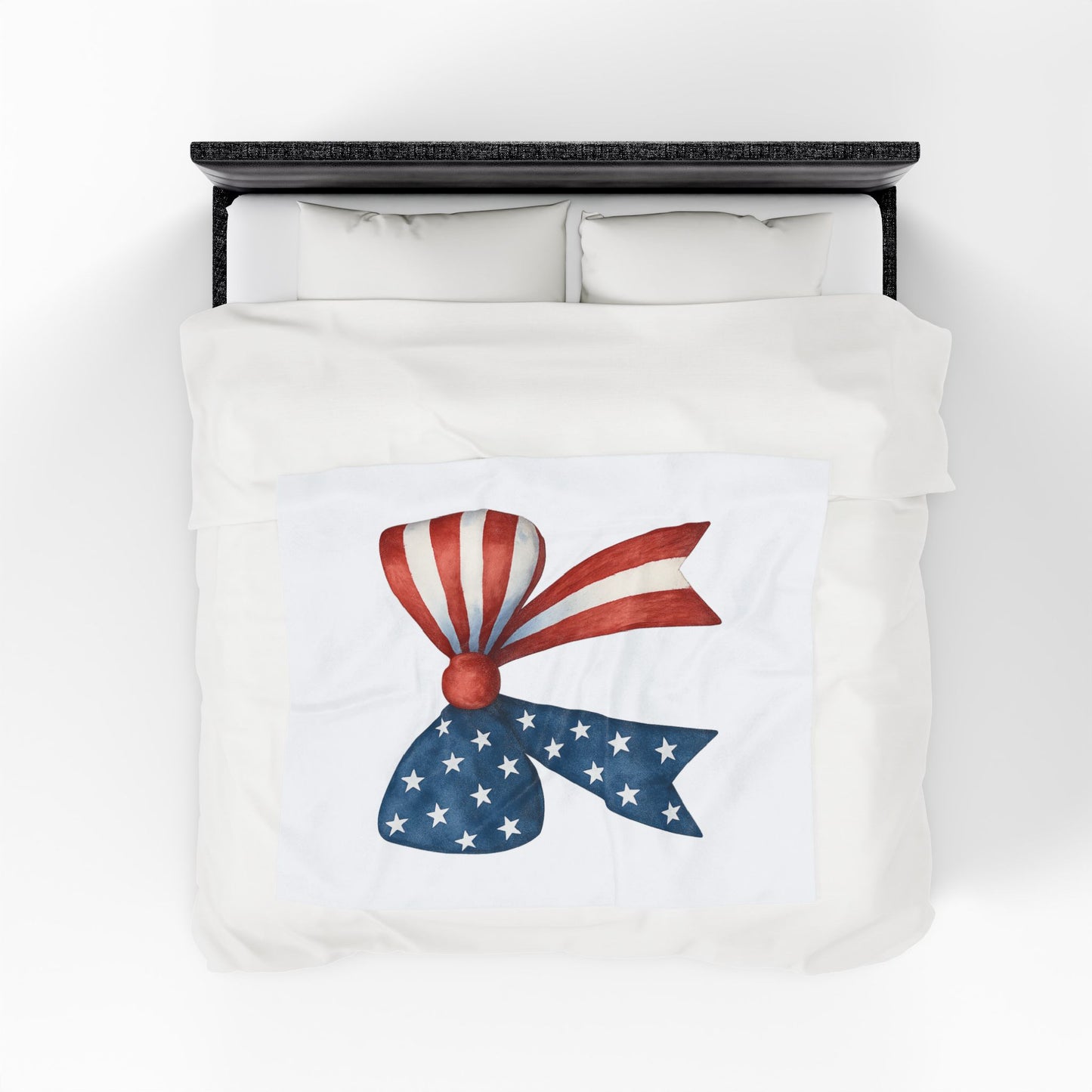 Patriotic Bow USA Blanket | 4th of July Throw | American Flag Blanket | USA Stars Stripes Decor | Cozy Fourth of July Gift | USA Home Decor