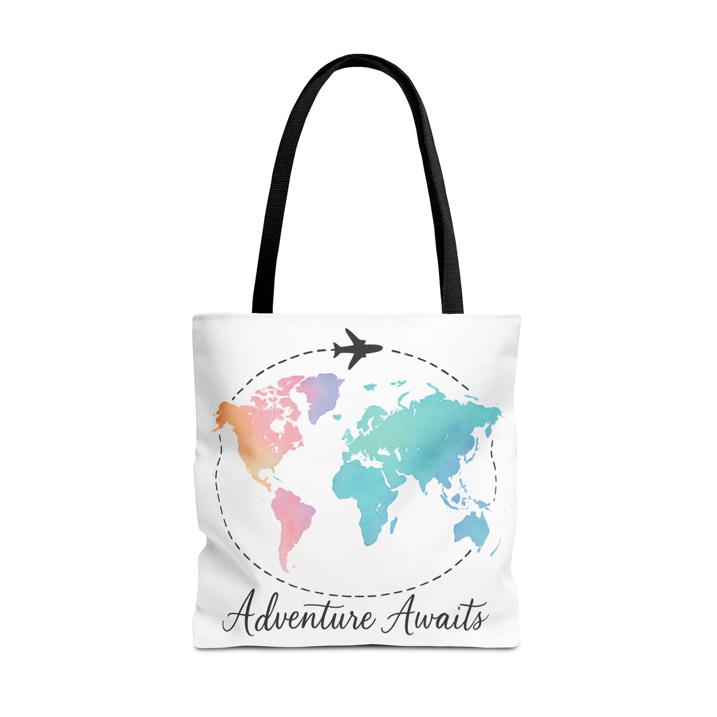 Adventure Awaits Watercolor World Map Tote Bag | Travel Canvas Tote | Wanderlust Gift, Beach, Camping, Airport Carryall, Eco-Friendly