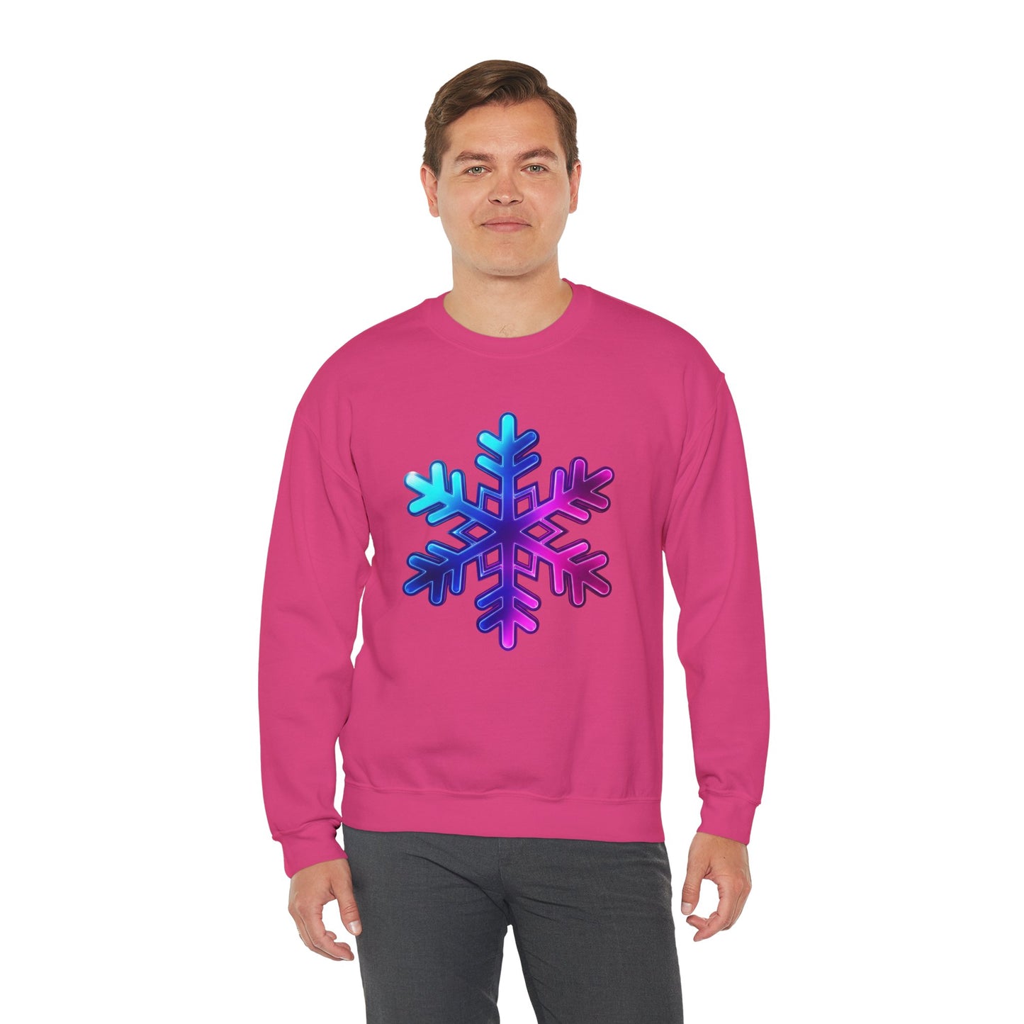 Blue Pink Gradient Snowflake Sweatshirt, Winter Aesthetic Pullover, Cozy Christmas Crewneck, Festive Holiday Sweater Gift for Her or Him