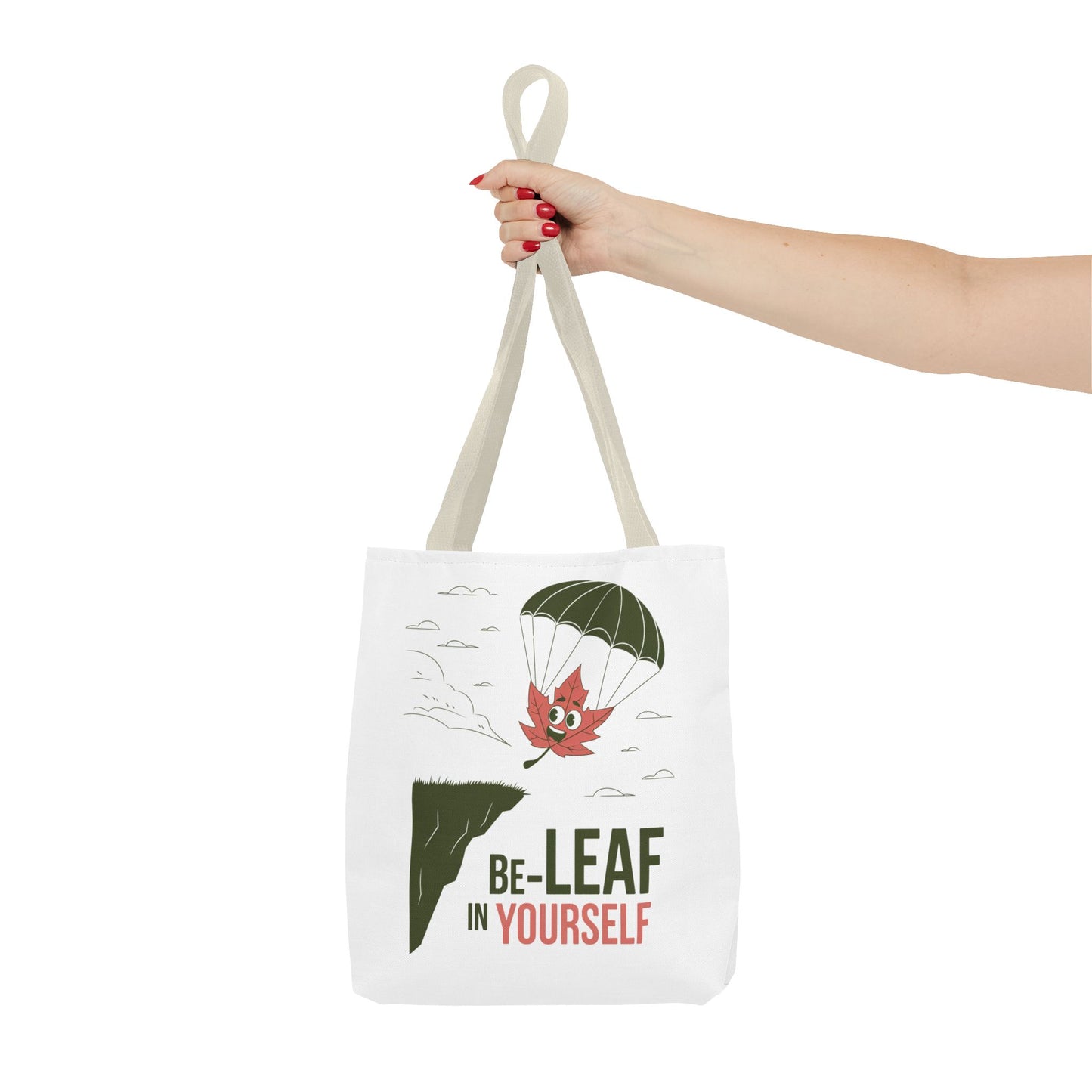 Tote Bag - Be-Leaf In Yourself Pun Design