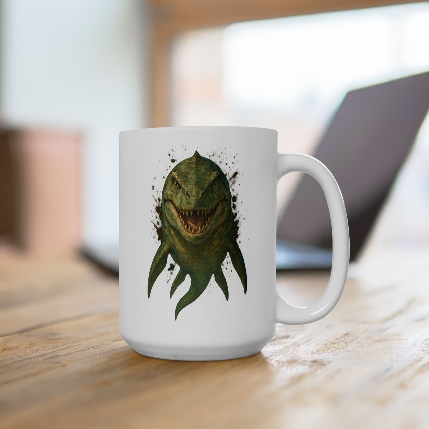 Mosasaurus Ceramic Mug - Dinosaur Coffee Cup | Prehistoric Tidal Beast Gift for Paleontology Fans | 11oz/15oz Dishwasher Safe Jurassic Cup