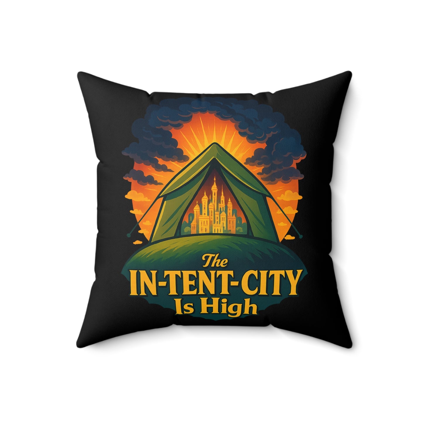 Square Pillow City in a Tent The In-Tent-City is High Intense Throw Intensity Decor Dorm Room Decor
