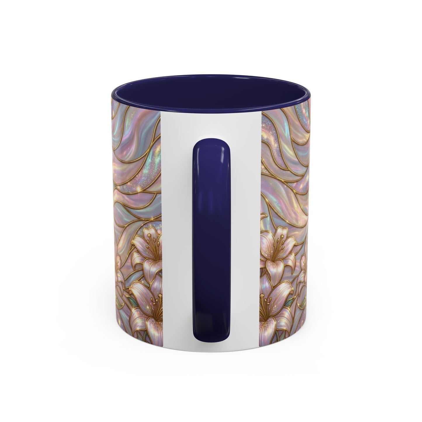 Stained Glass Cross Mug, Easter Lily Coffee Cup, Christian Gift for Women, Pastel Religious Drinkware, Dove and Faith Cup, Spiritual