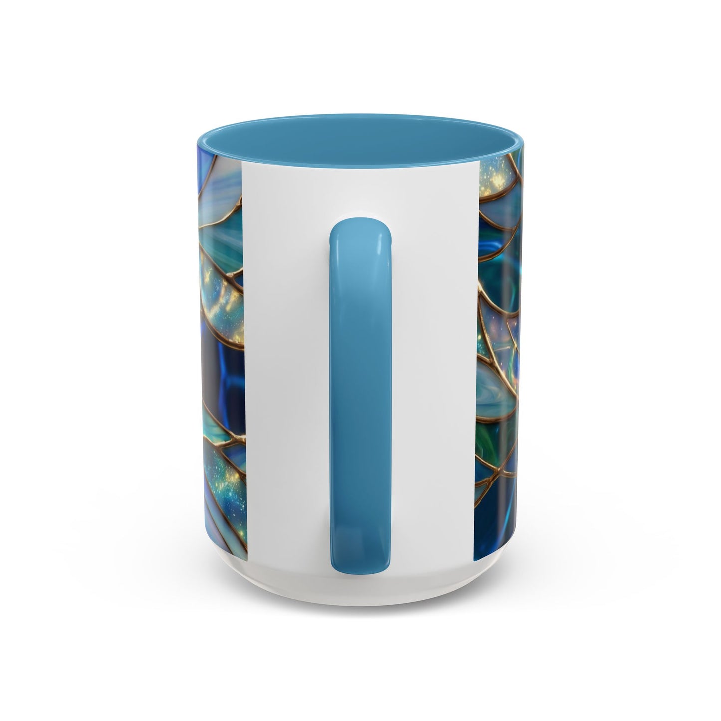 Stained Glass Jellyfish Mug, Ocean Art Coffee Cup, Nautical Sea Life Mug, Blue Teal Gold Glass Style Mug, Gift For Ocean Lovers Decor