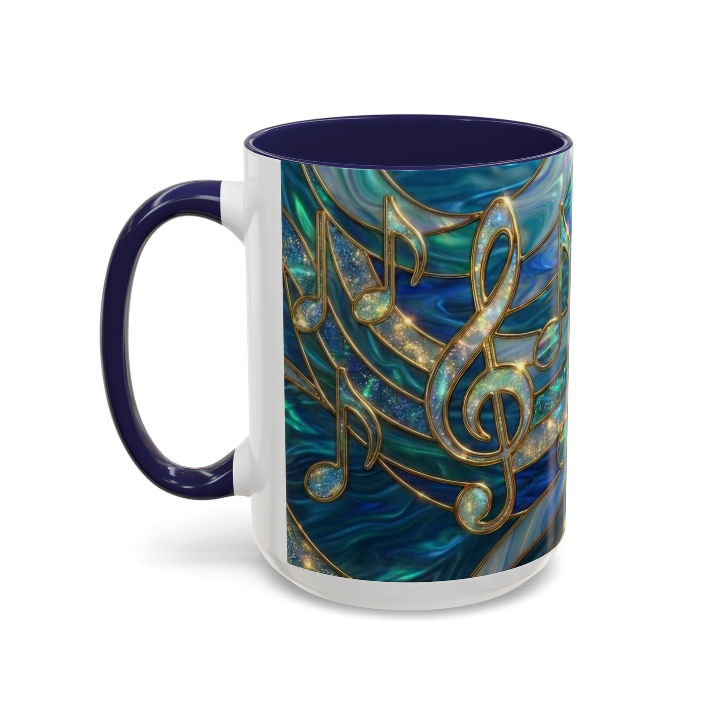 Music Notes Mug, Music Lover Coffee Cup, Stained Glass Music Mug, Musician Gift, Piano Teacher Mug, Aesthetic Music Cup