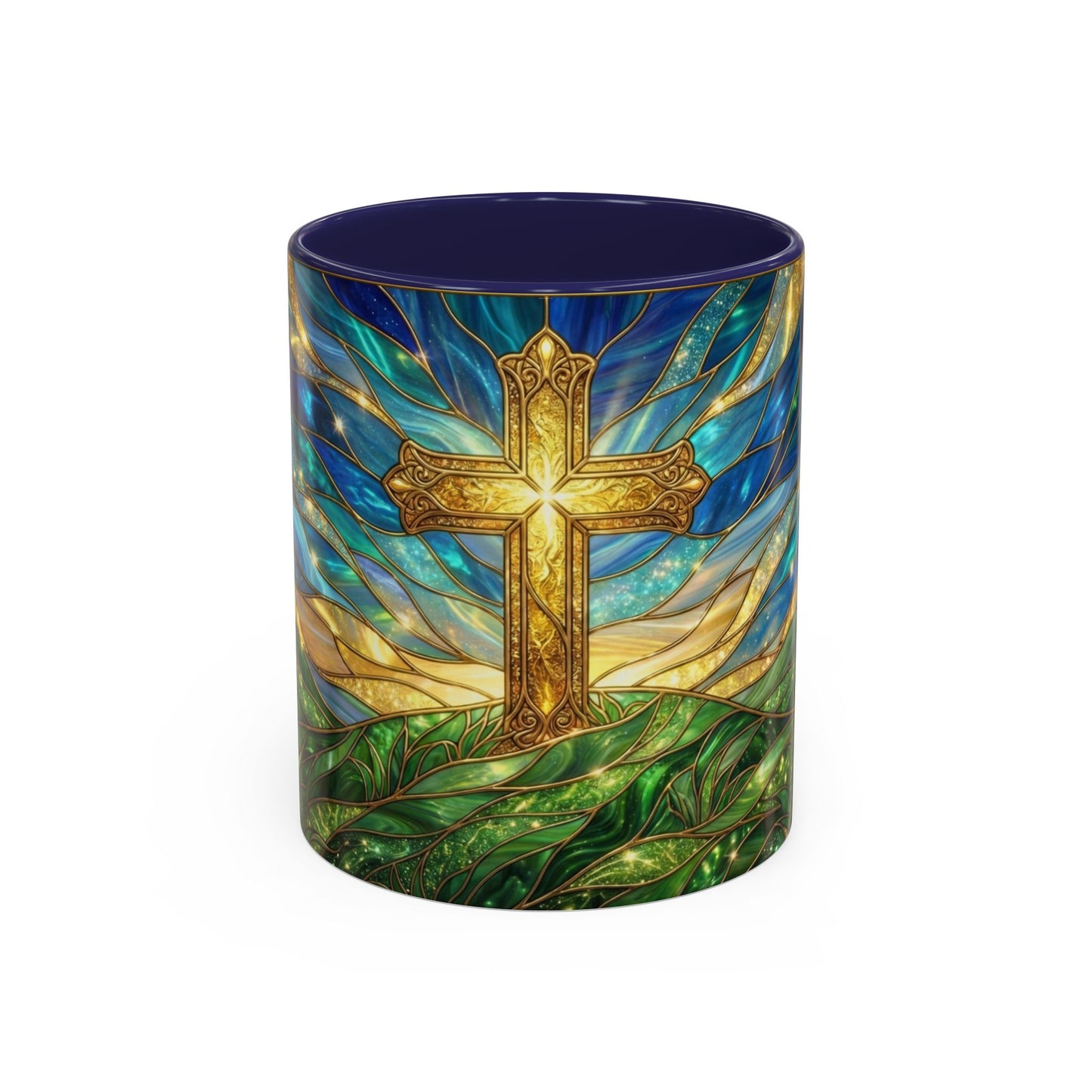Christian Cross Mug, Stained Glass Cross Coffee Mug, Religious Gift For Christian, Faith Based Mug, Inspirational Bible Mug
