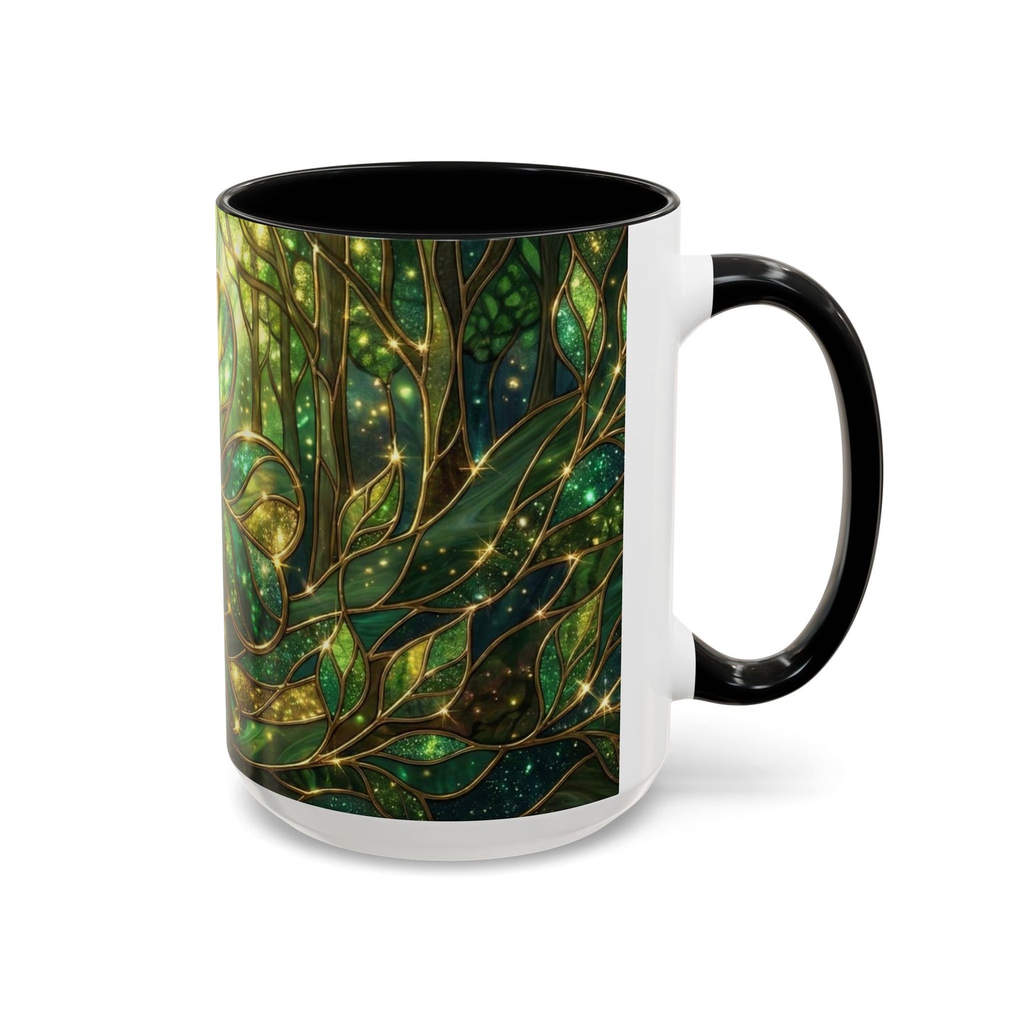 Stained Glass Shamrock Mug, Celtic Irish Coffee Cup, Green Stained Glass Mug, Shamrock Art Mug, St Patrick’s Day Gift