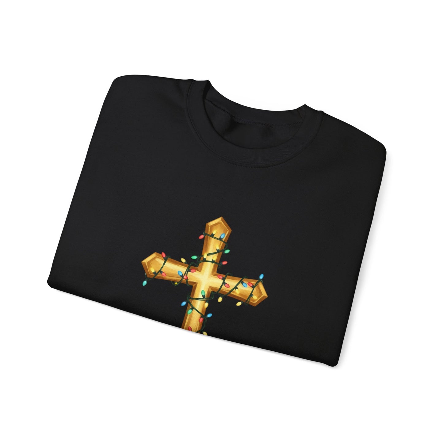 Christmas Cross Lights Sweatshirt, Christian Christmas Sweatshirt, Religious Holiday Cross Sweater, Jesus Christmas Gift, Faith